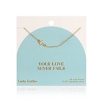lucky feather your love never fails CROSS necklace