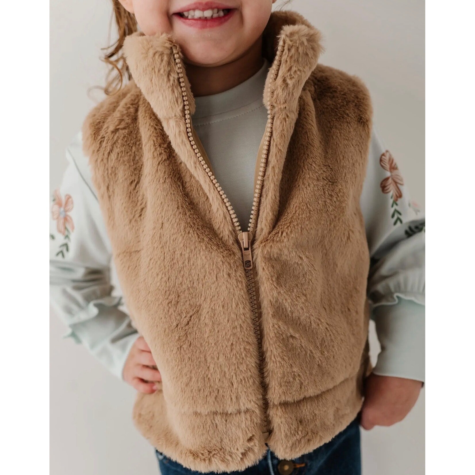 baby sprouts fur vest