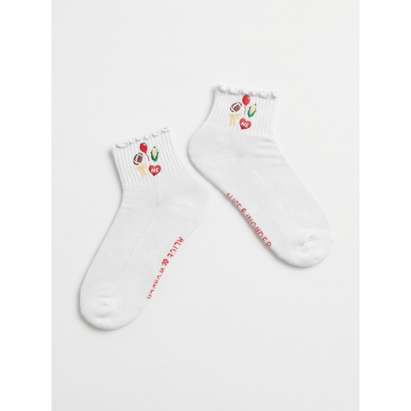 alice & wonder white nebraska ruffle socks
