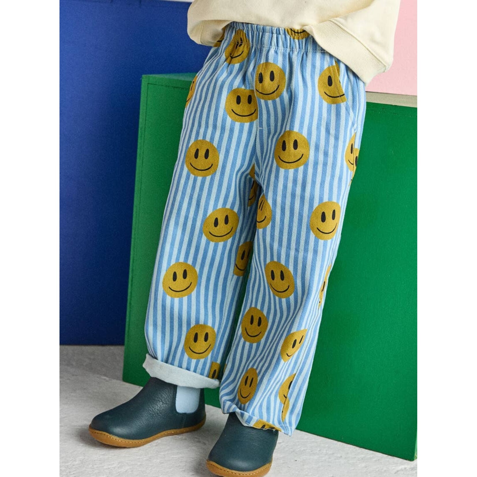 alice & wonder blue stripe smiley face pants