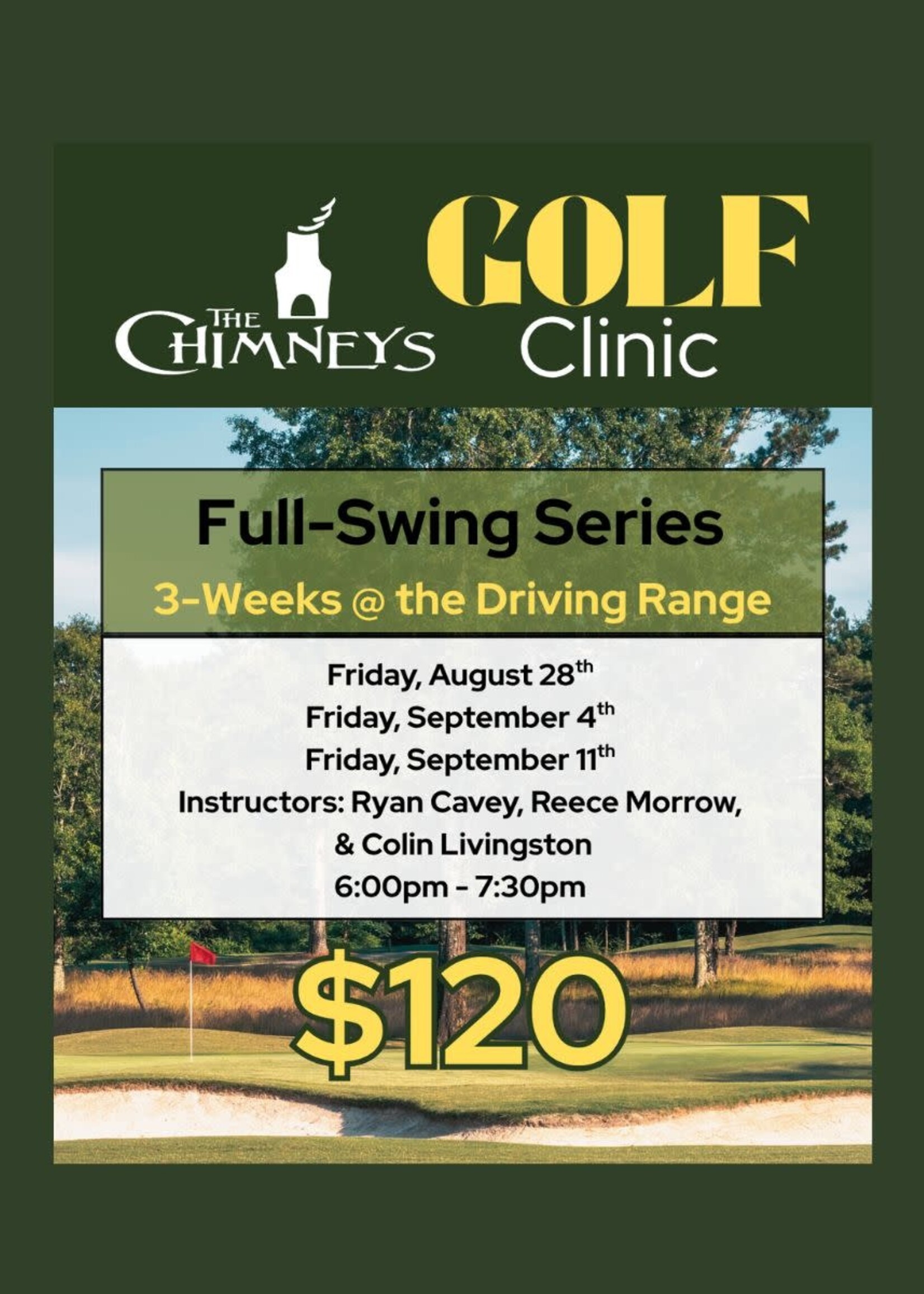 Full-Swing Golf Clinic Series - 8/28, 9/4, 9/11