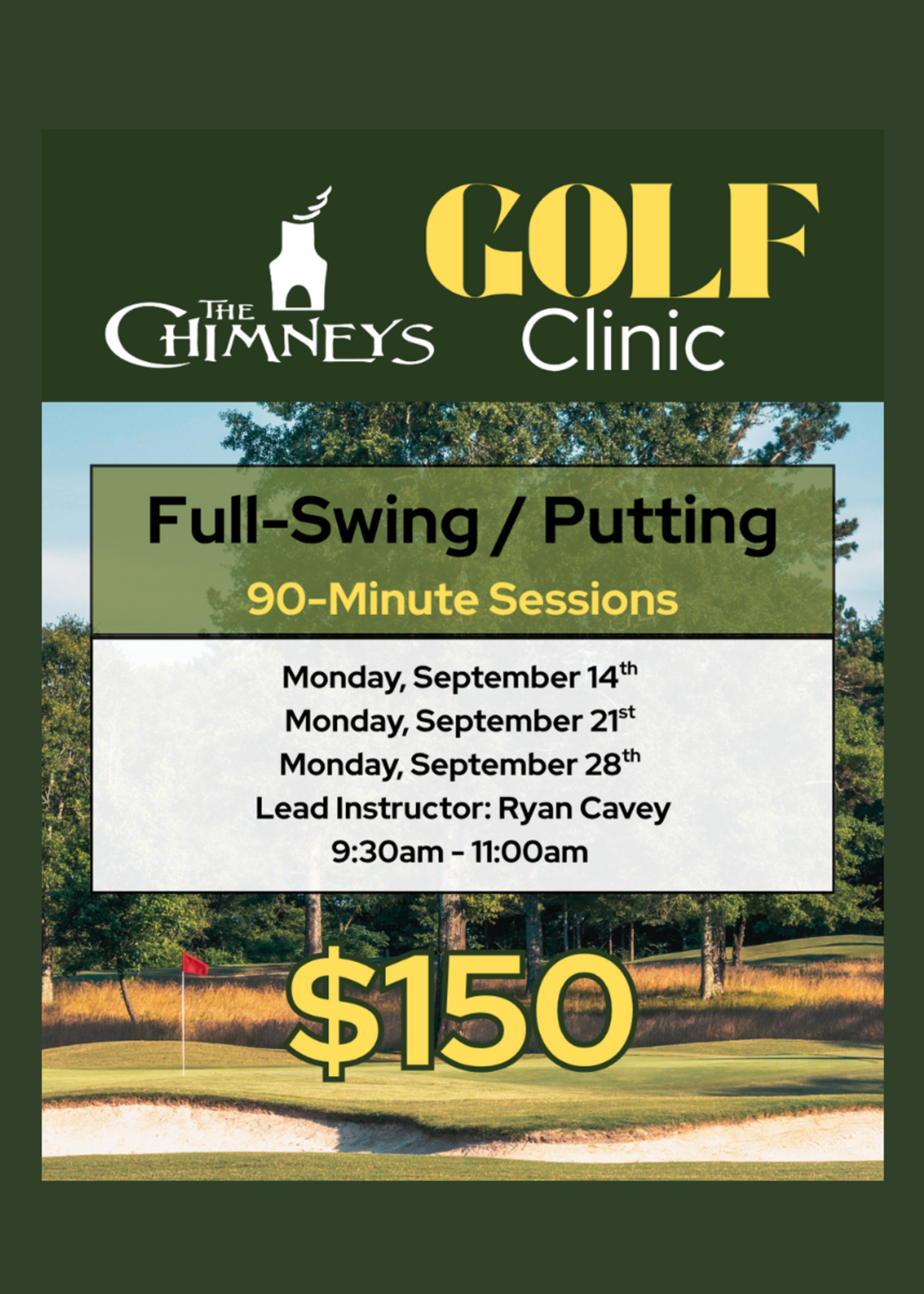Full-Swing & Putting Golf Clinic Series - 9/14, 9/21, 9/28