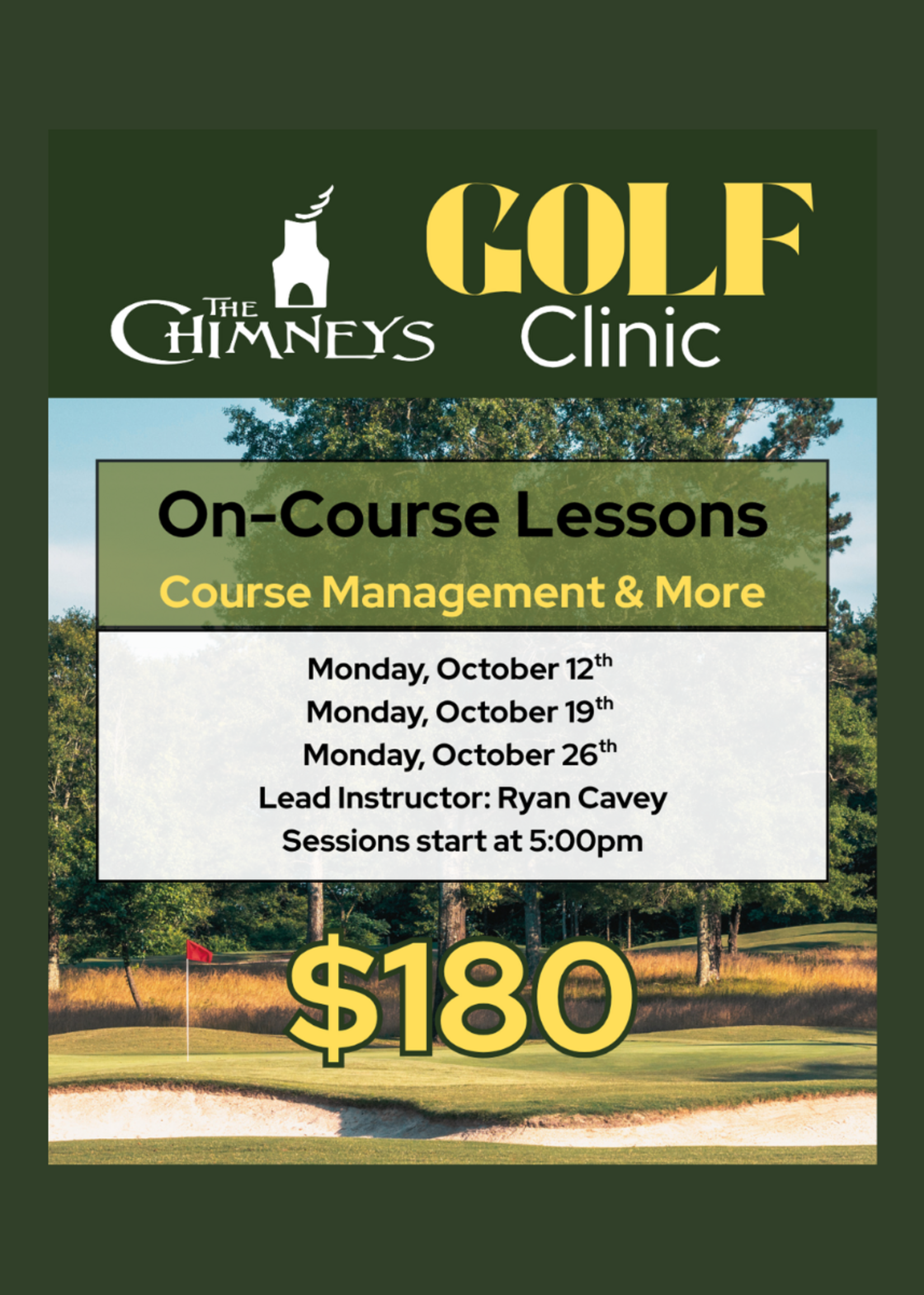 On-Course Golf Clinic Series 10/12 10/19 10/26