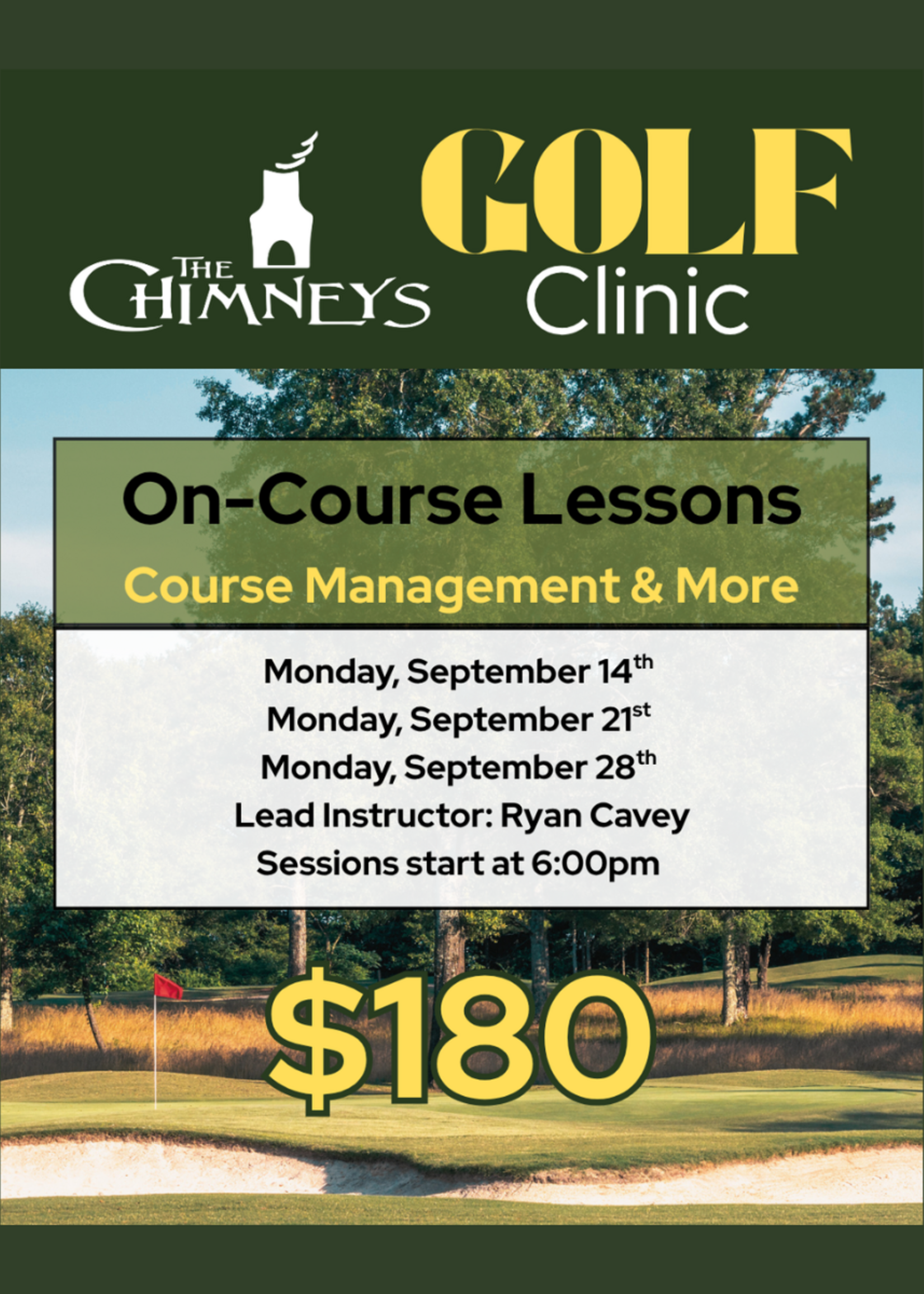 On-Course Golf Clinic Series 9/14, 9/21, 9/28