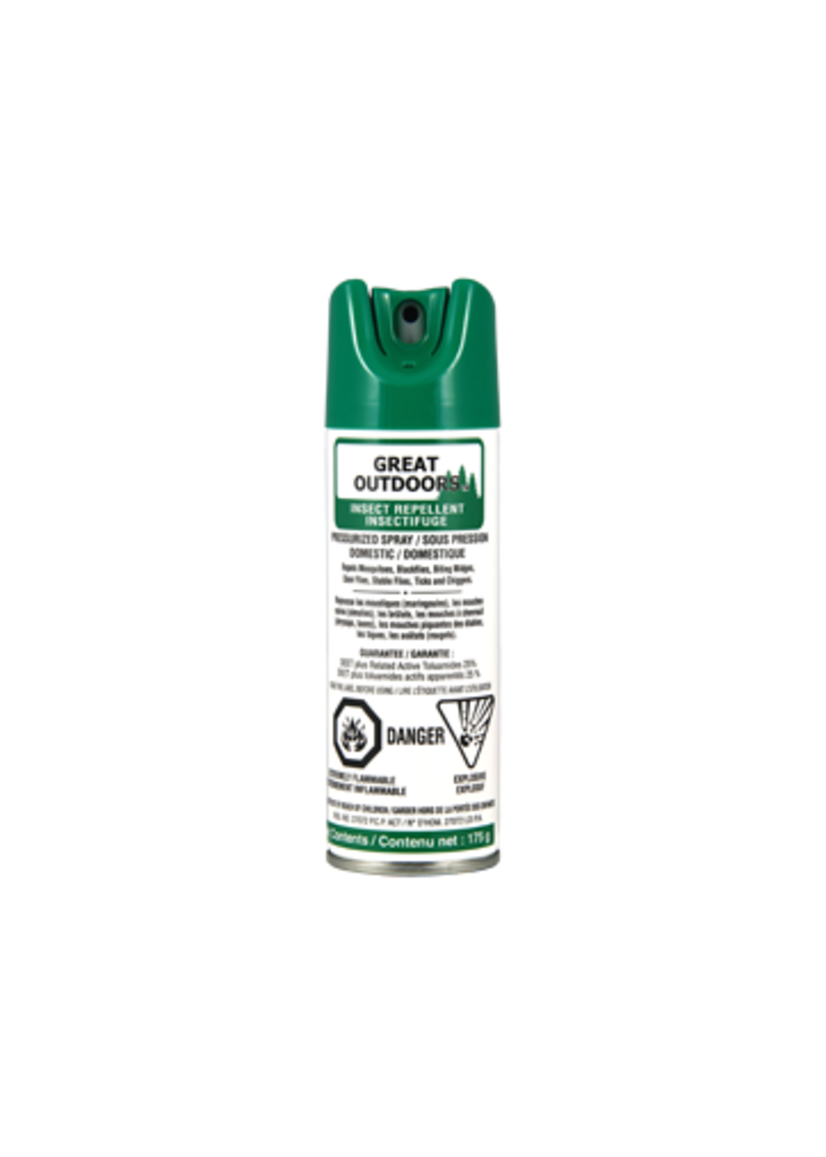 Great Outdoors insect repellent pressurized spray 175g.