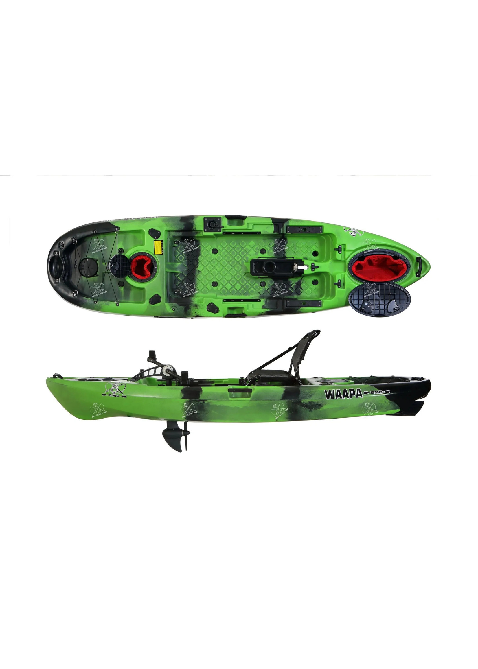 Waapa Fishing kayak with pedals - green black mix