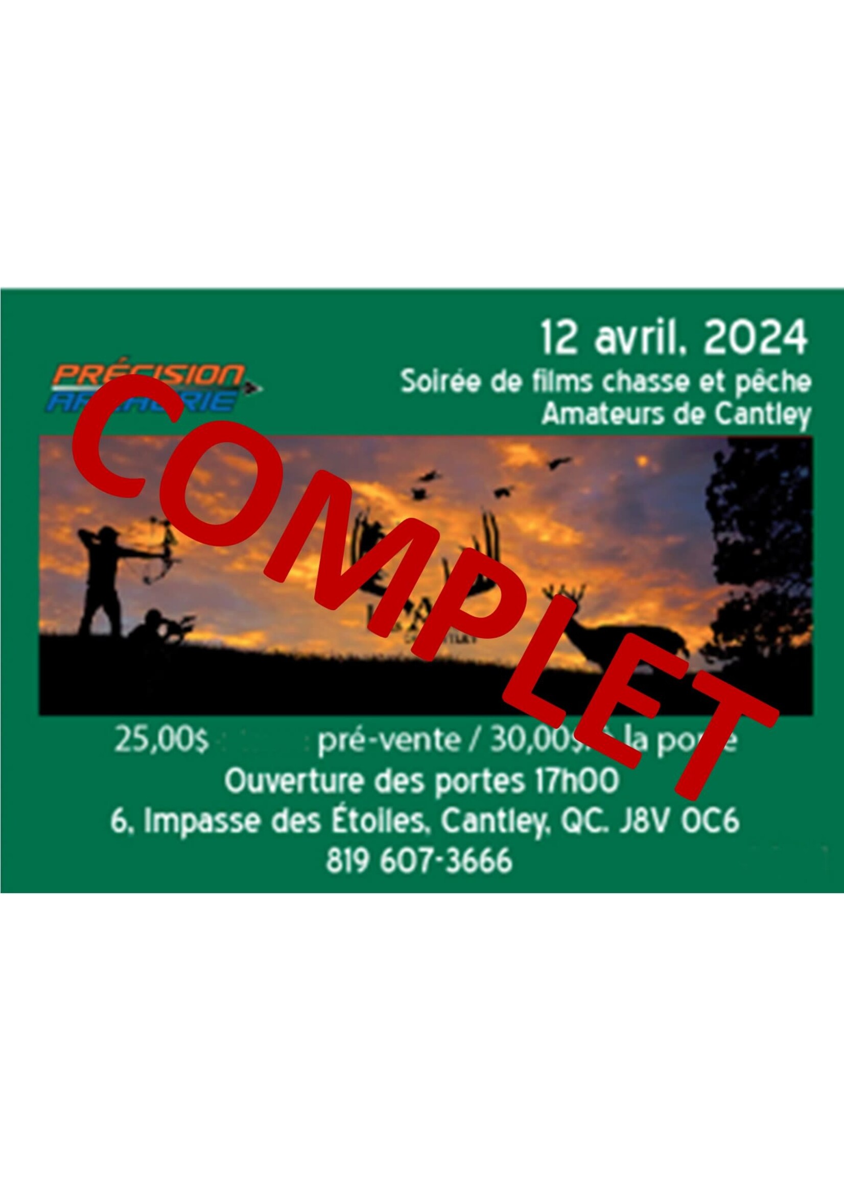 Ticket - Hunting and Fishing Movie - French