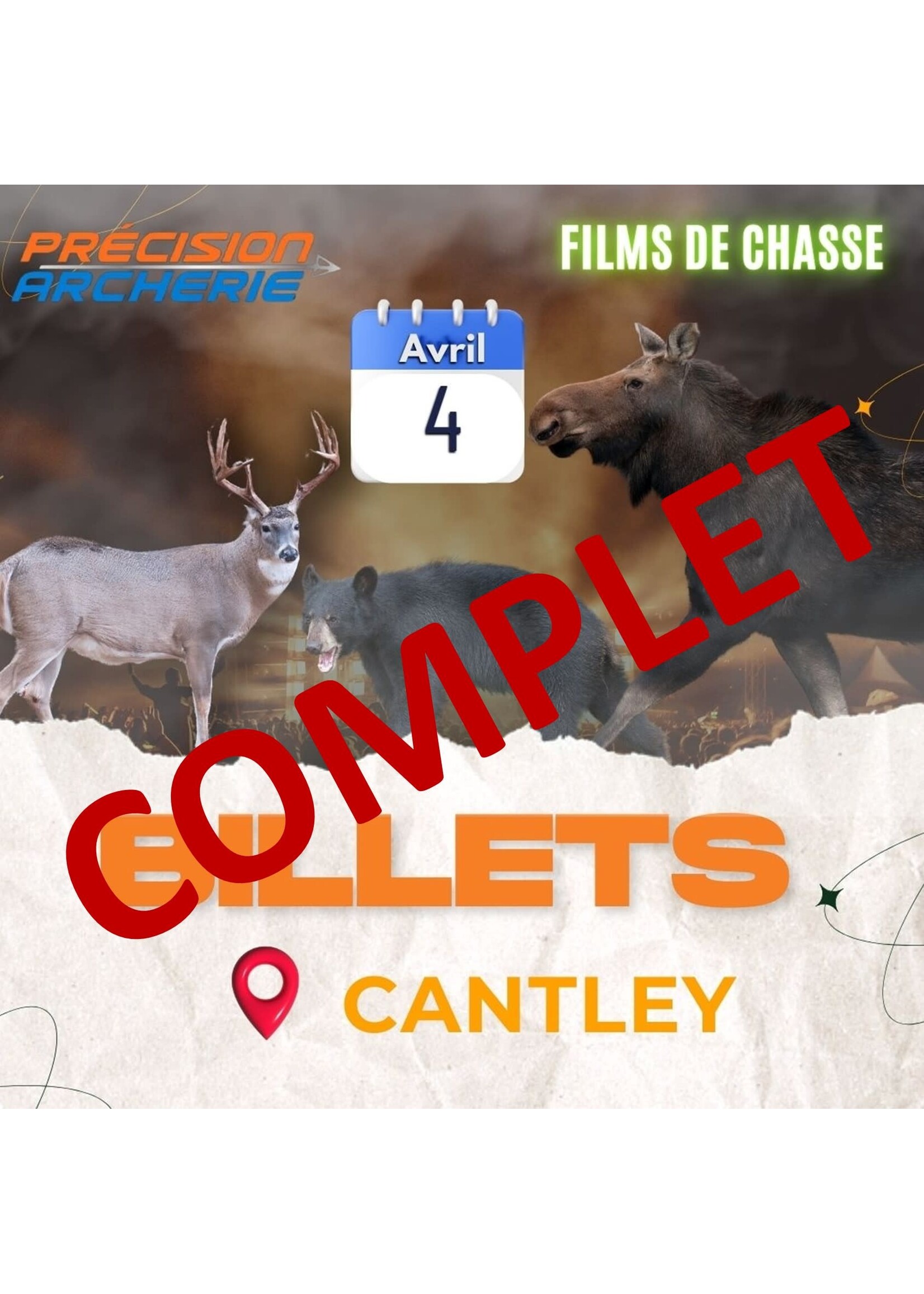 Billet Billet d'entrée - 6 Impasse des Étoiles, Cantley - Soirée de films chasse et pêche amateurs de Cantley