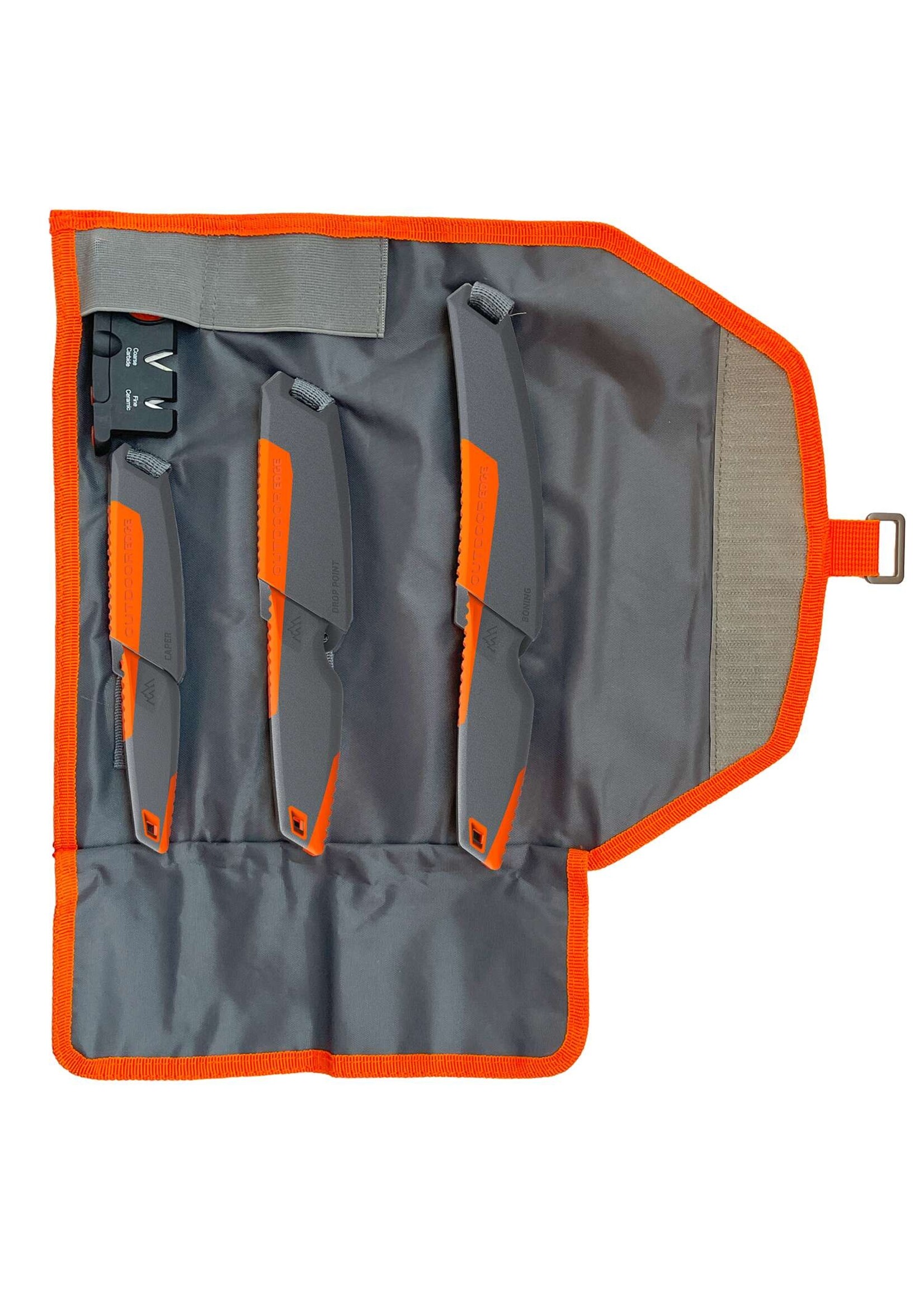Outdoor Edge VANTEX | 4-PIECE ROLL PACK KIT | DROP POINT, BONING, CAPING, SHARPENER