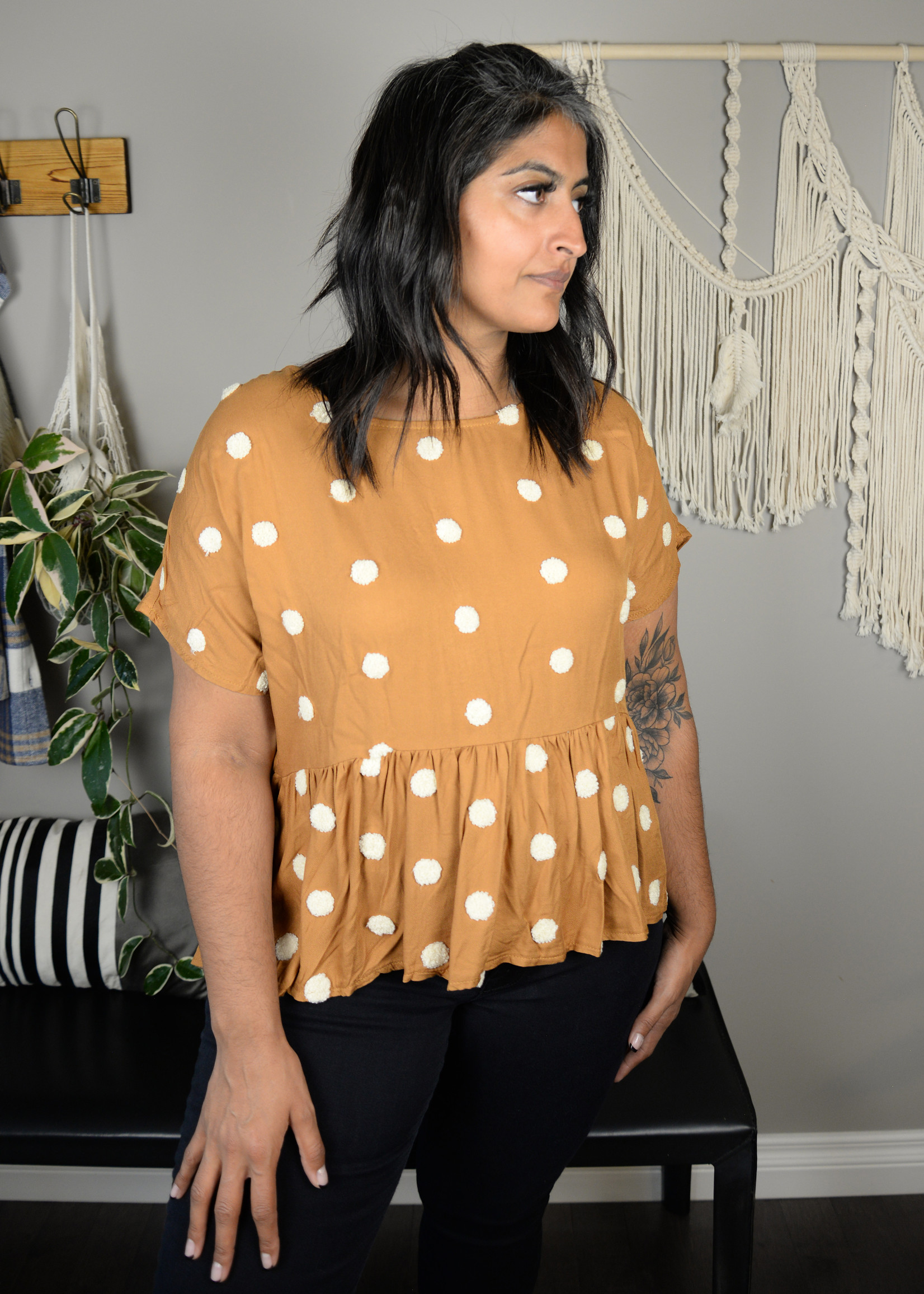 Stella Textured Dot Peplum Top