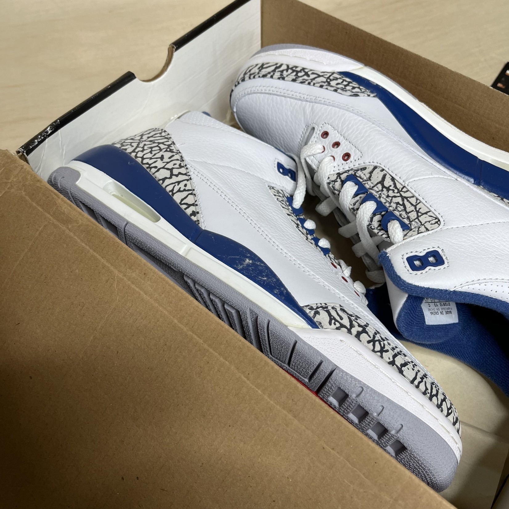 Jordan Jordan 3 Retro True Blue (2001) Size 10.5, DS BRAND NEW BACK TAB BROKEN