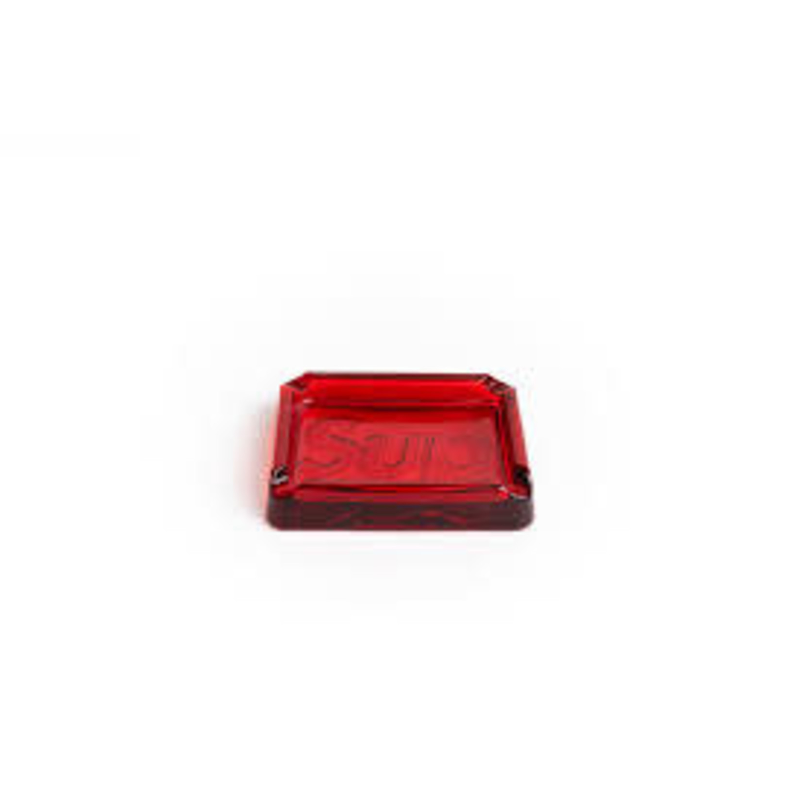 Supreme Debossed Glass Ashtray Clear Red-