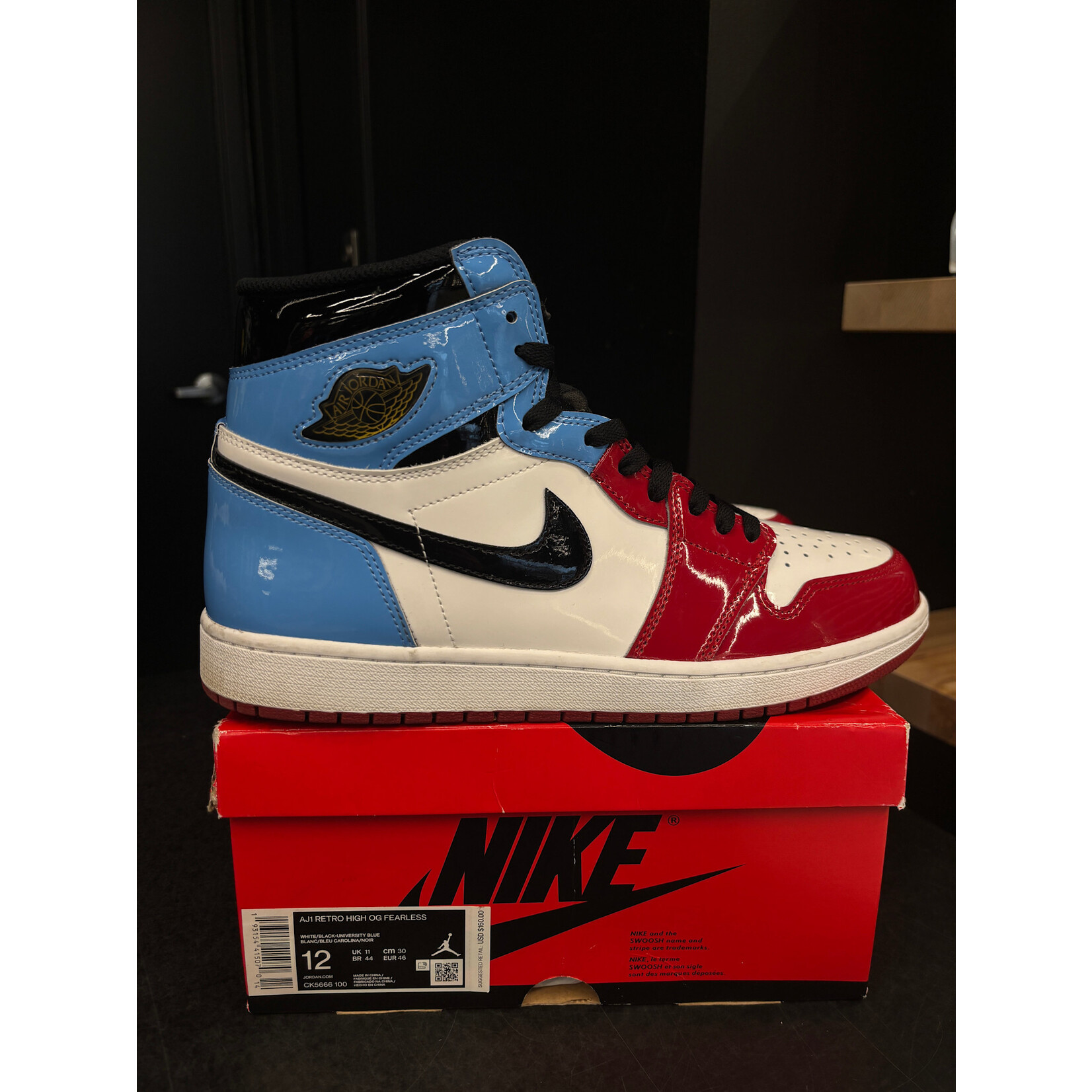 Jordan Jordan 1 Retro High Fearless UNC Chicago Size 12, PREOWNED