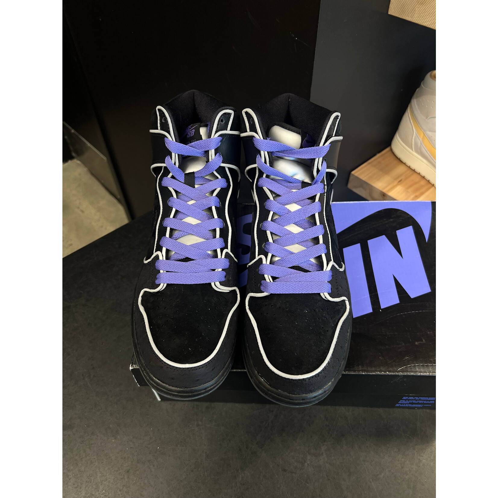 Nike Nike SB Dunk High Black Purple Box Size 12, PREOWNED