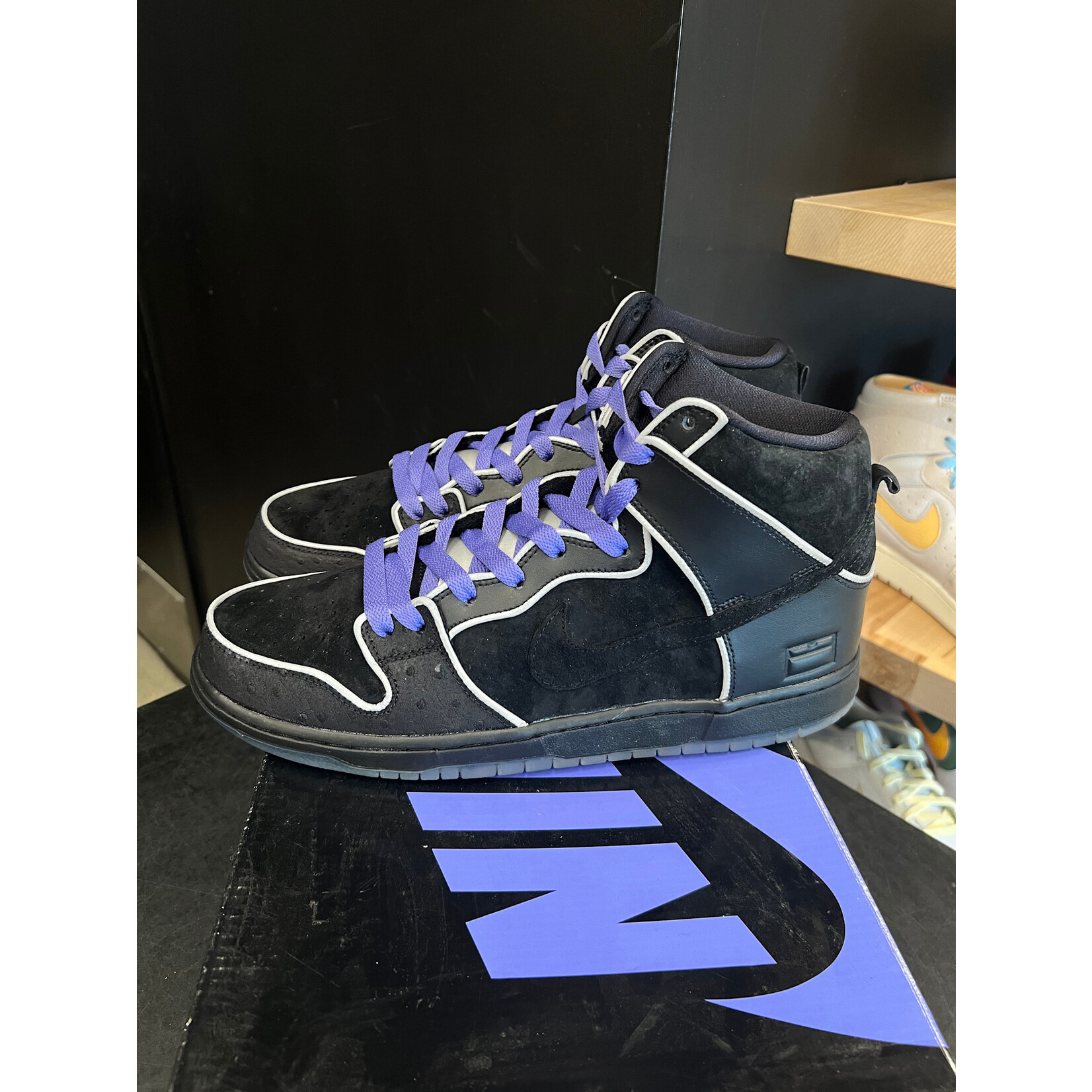 Nike Nike SB Dunk High Black Purple Box Size 12, PREOWNED