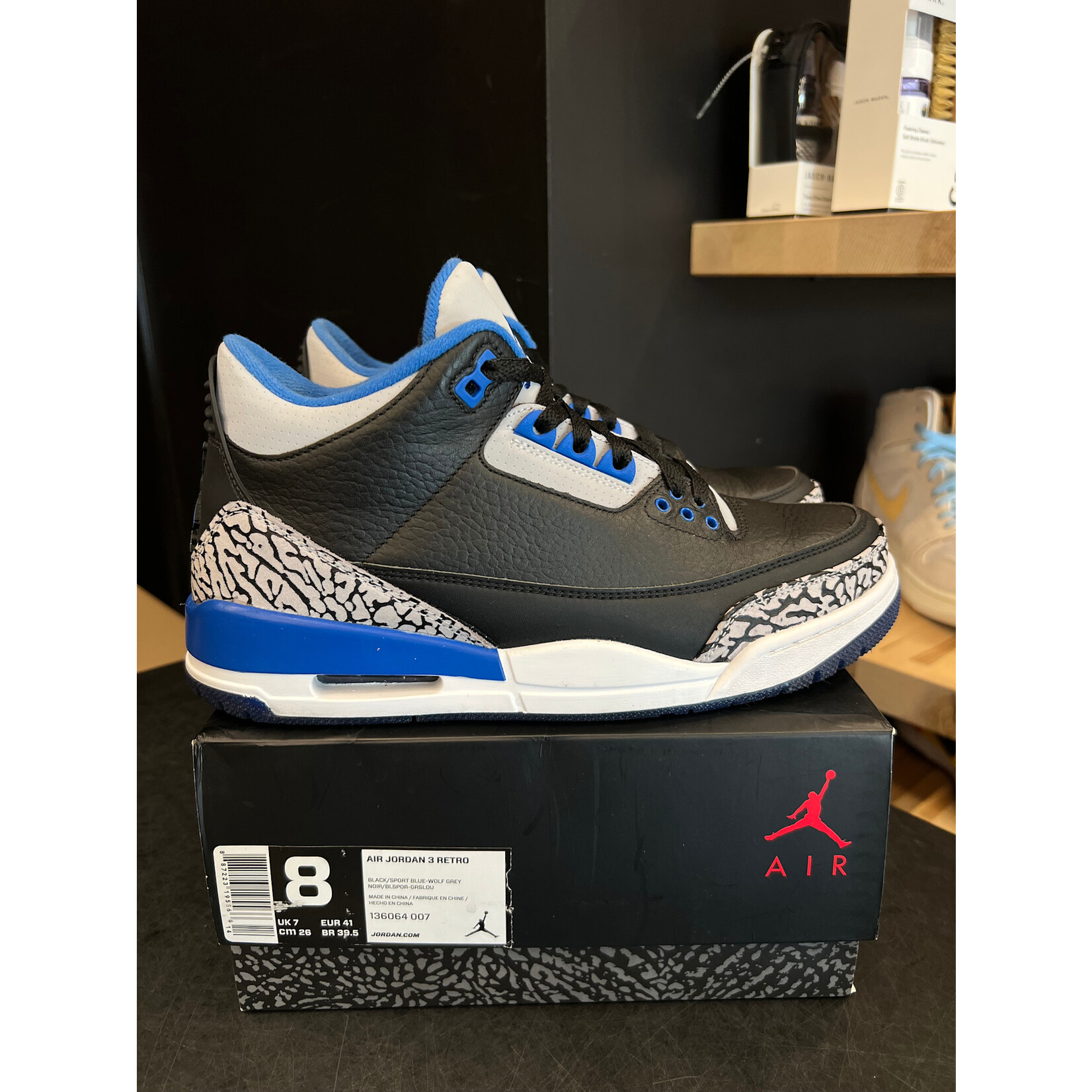 Jordan Jordan 3 Retro Sport Blue Size 8, PREOWNED