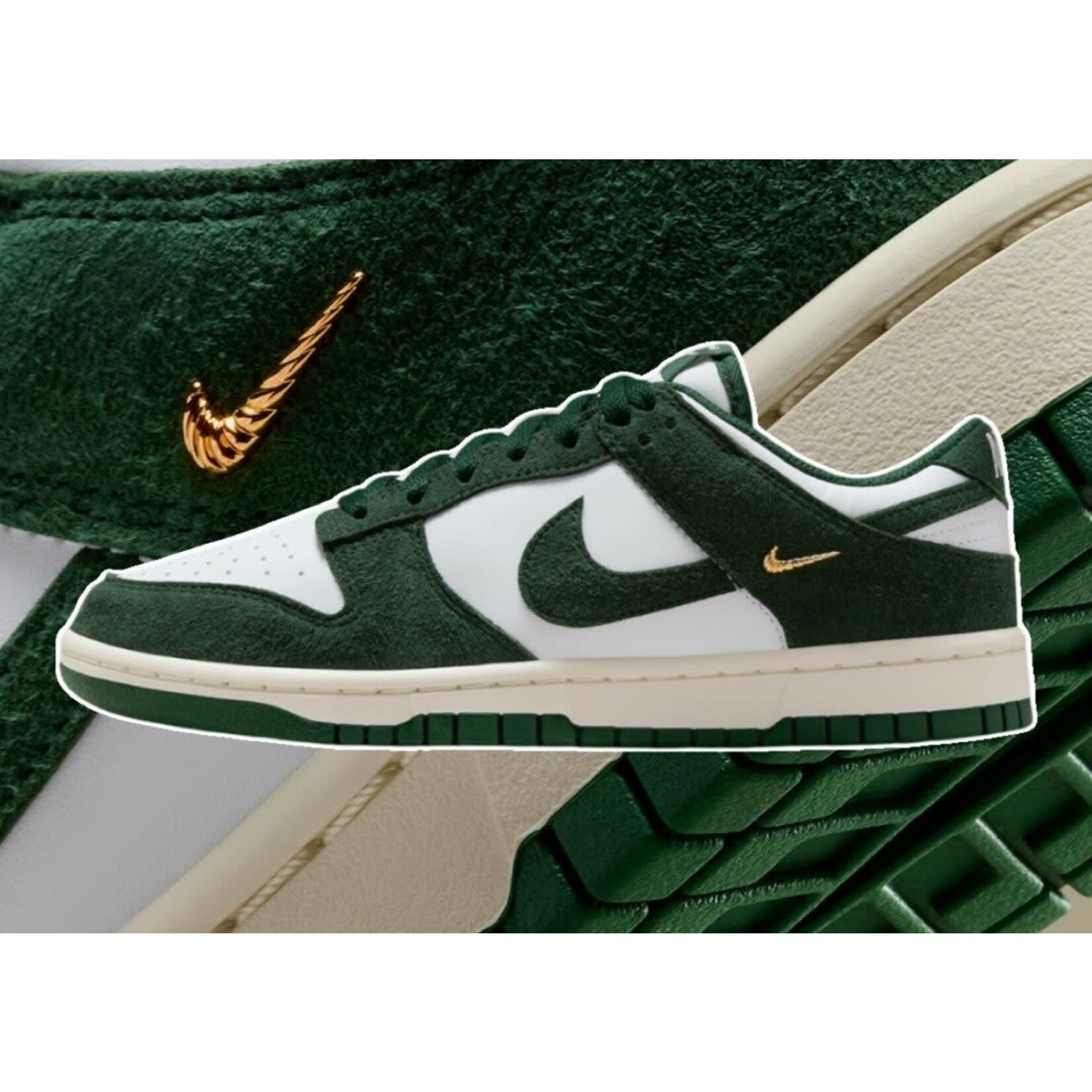 Nike Nike Dunk Low Gorge Green Gold Mini Swoosh (Women's) Size 8.5W, DS BRAND NEW