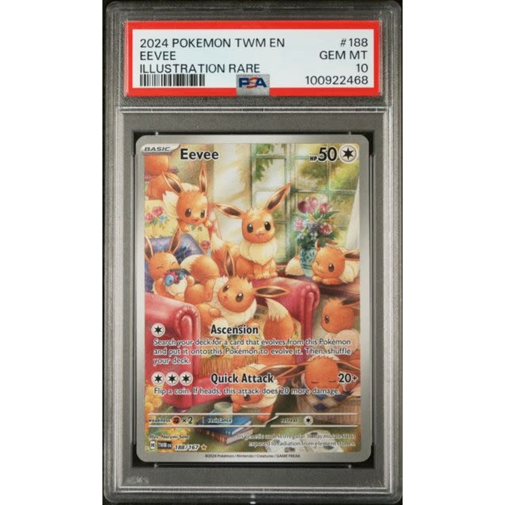 2024 2024 Pokémon SV Twilight Masquerade Illustration Rare Eevee #188 PSA 10