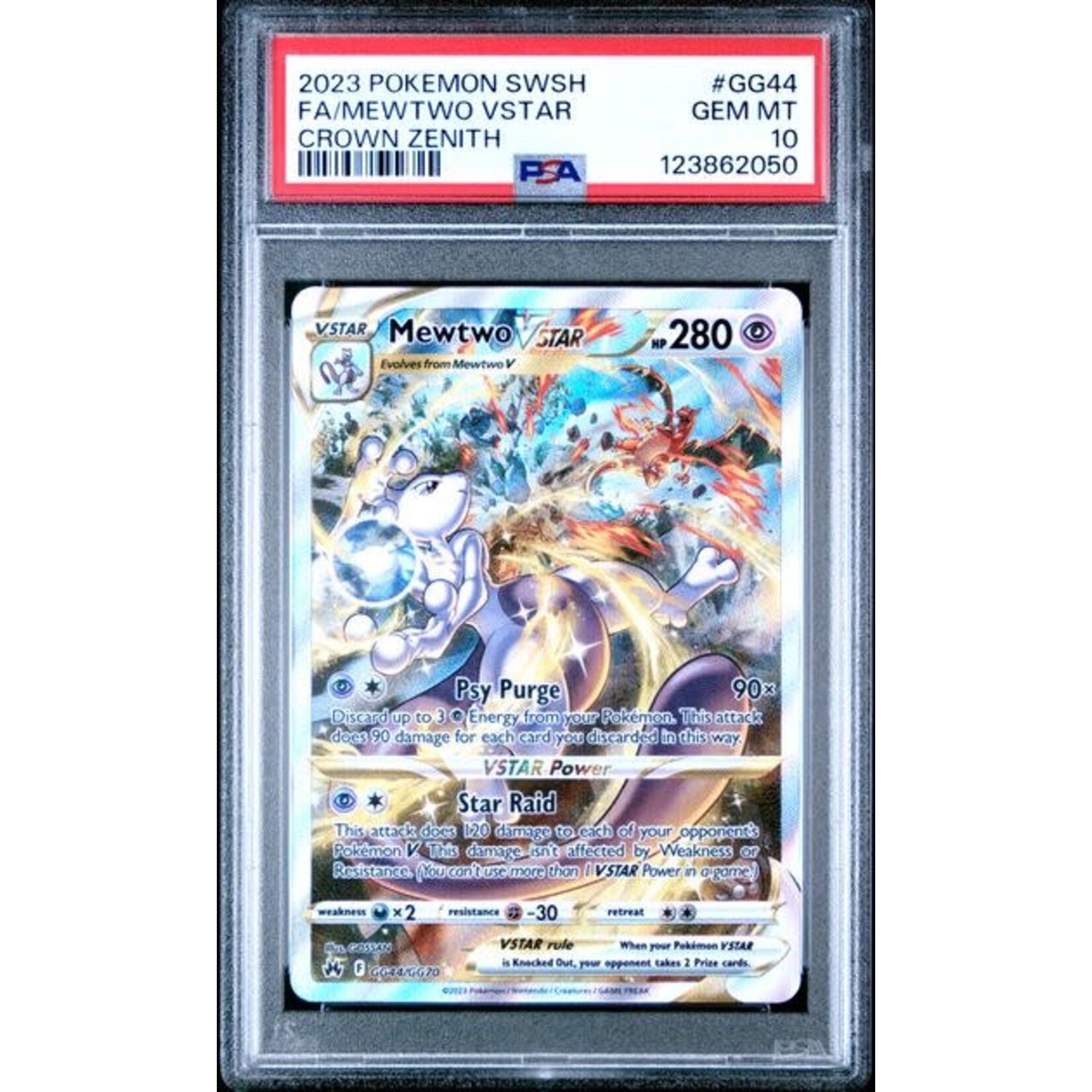 2023 2023 Pokemon SWSH Crown Zenith Mewtwo Vstar #GG44 PSA 10