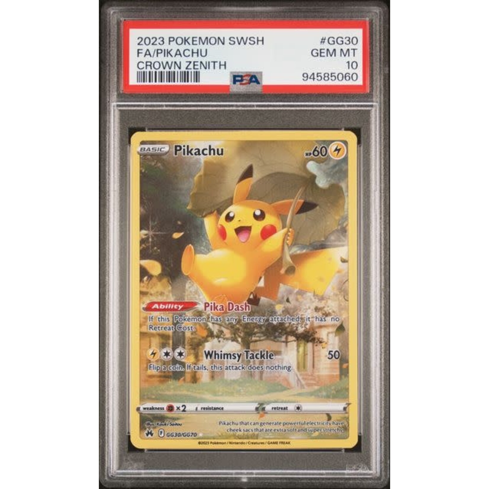 2023 2023 Pokemon SWSH Crown Zenith FA Pikachu #GG30 PSA 10
