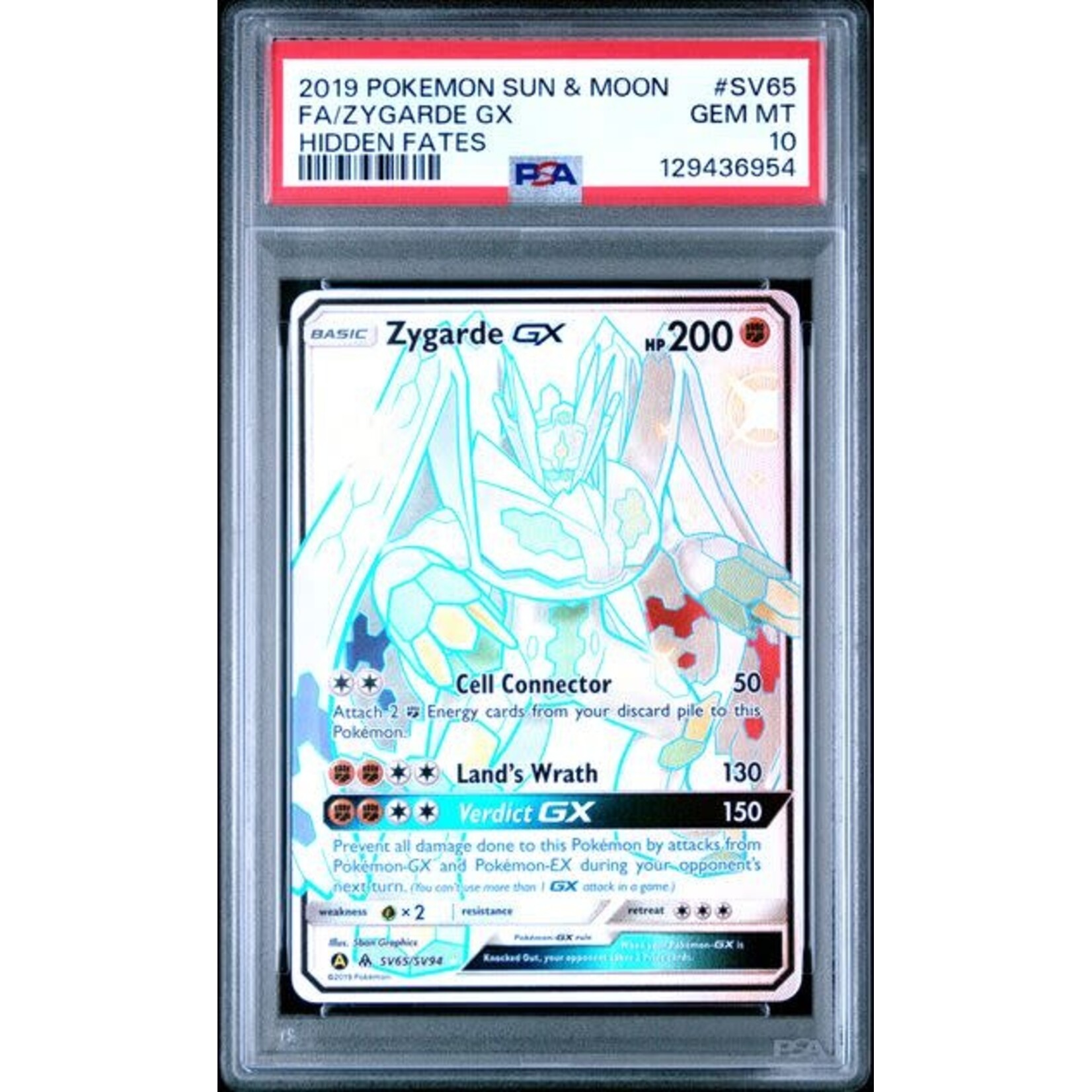 2019 2019 Pokémon SM Hidden Fates Shiny Vault Zygarde GX #SV65 PSA 10
