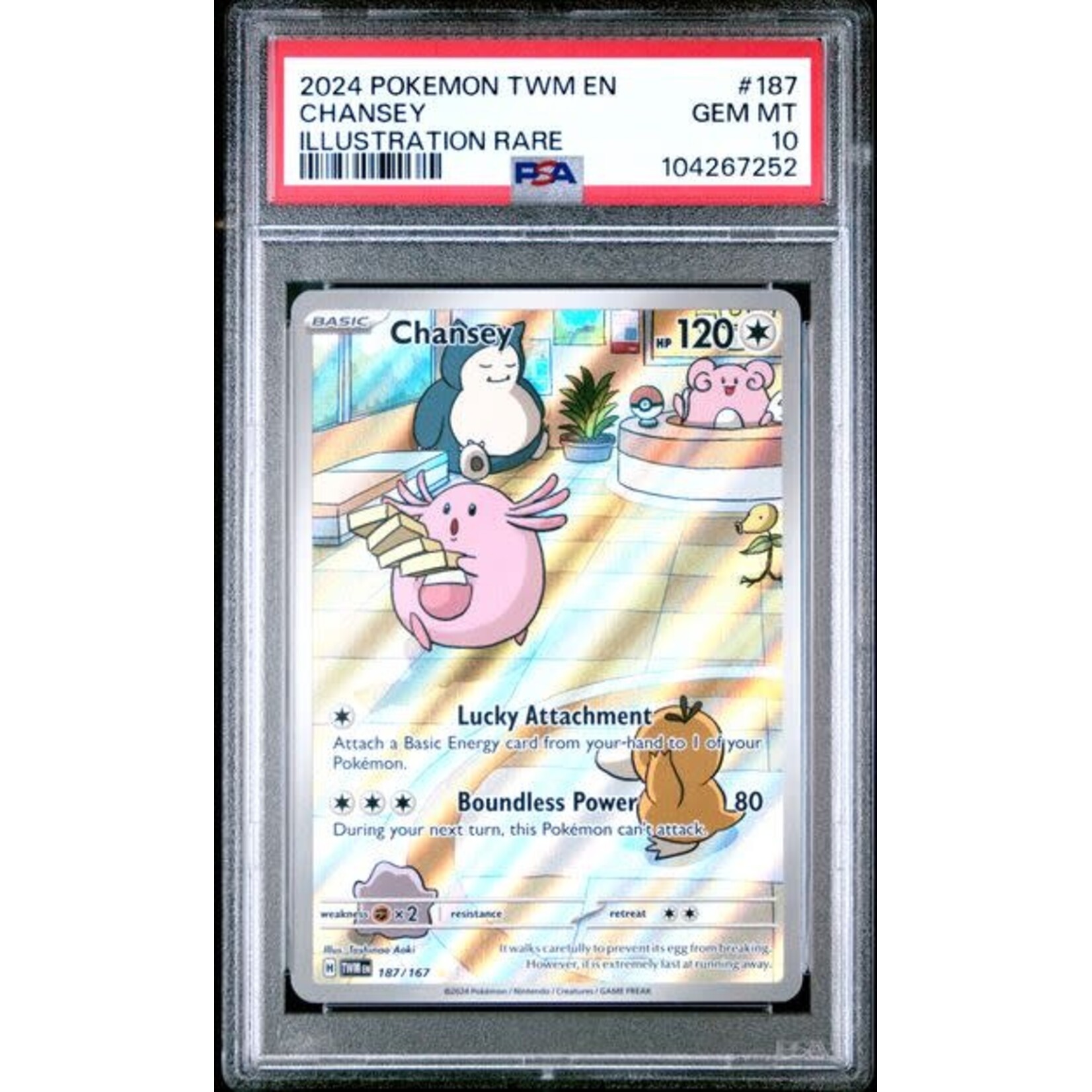 2024 2024 Pokemon Scarlet and Violet Twilight Masquerade Illustration Rare Chansey #187 PSA 10
