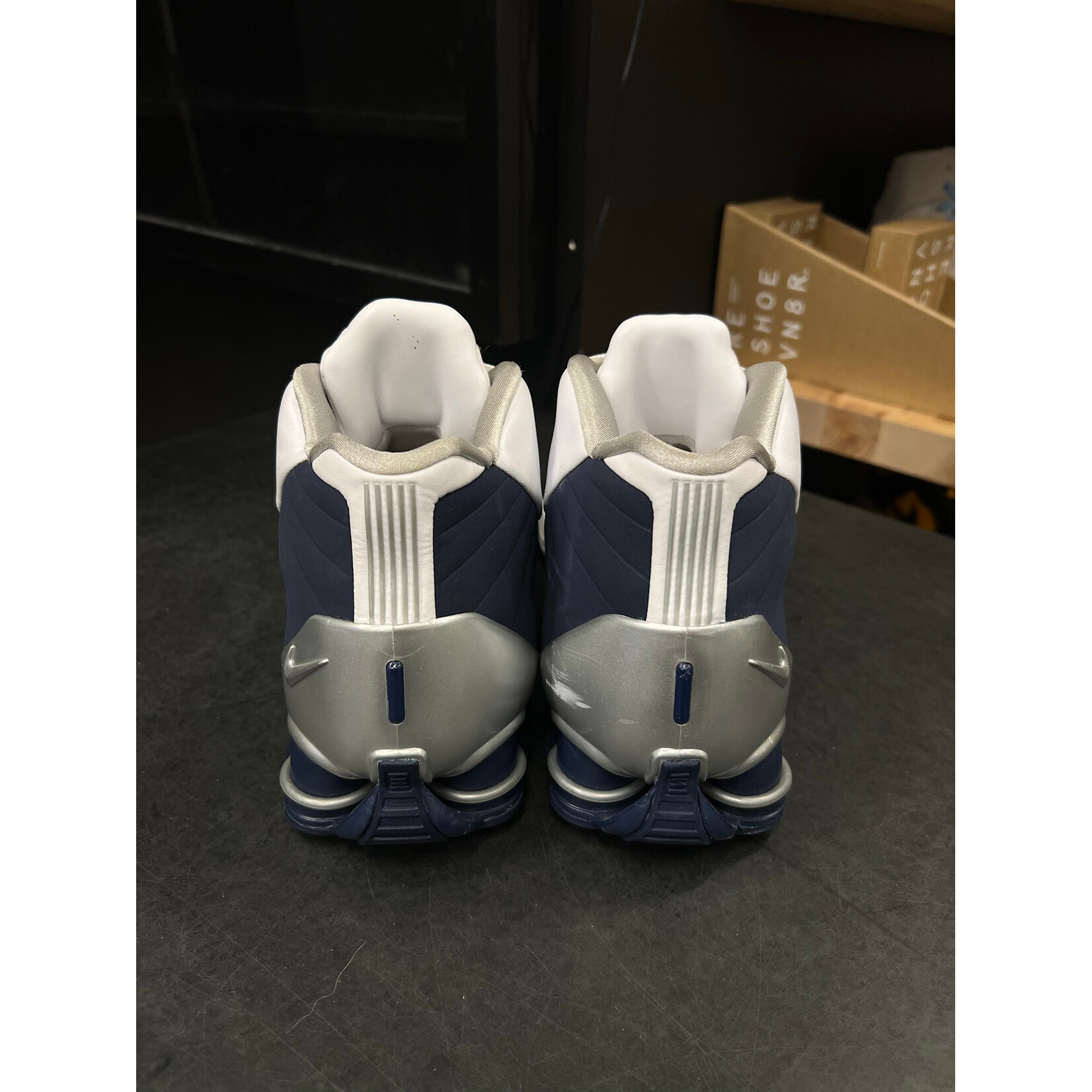Nike Nike Shox BB4 White Silver Navy Size 8.5, PREOWNED