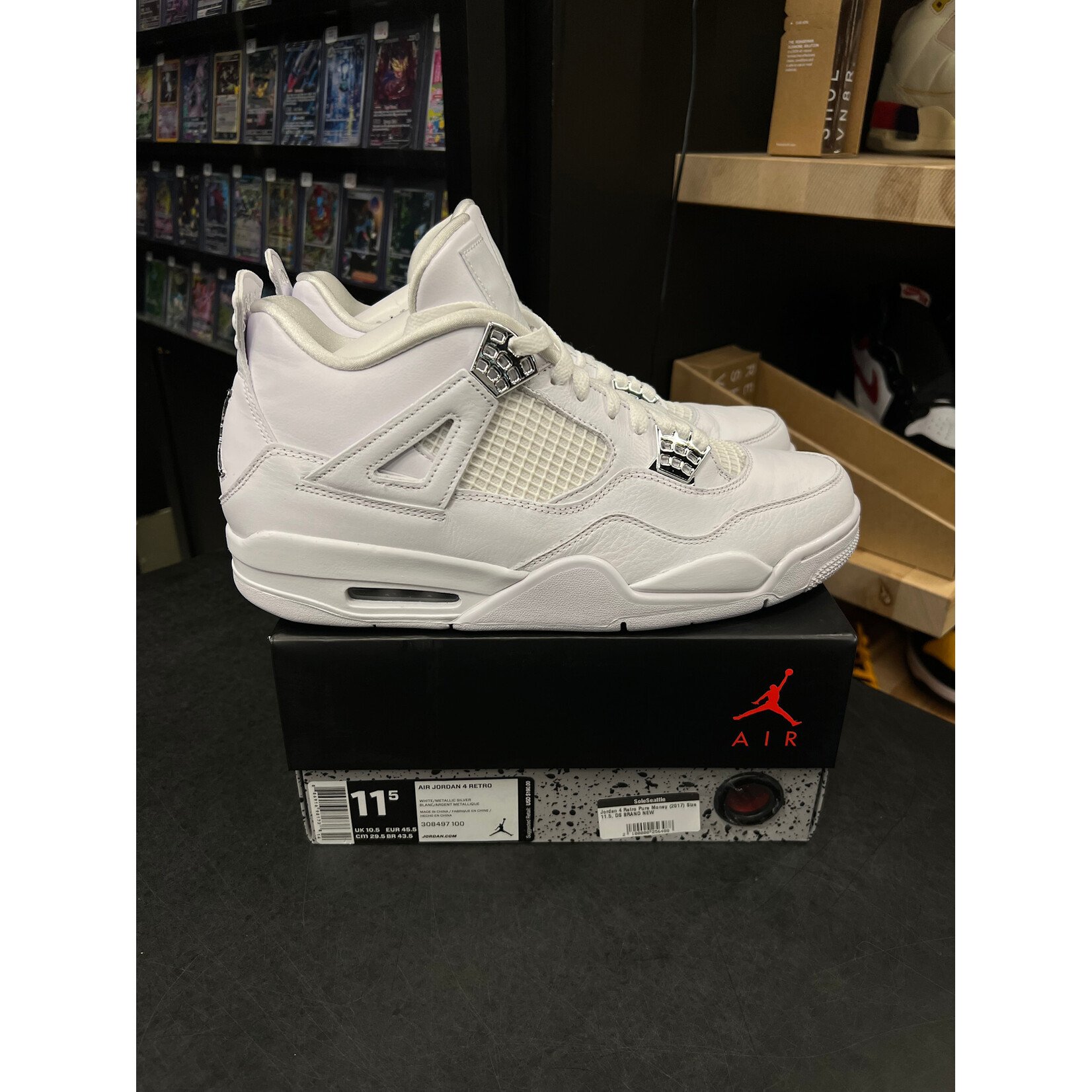 Jordan Jordan 4 Retro Pure Money (2017) Size 11.5, DS BRAND NEW W/ DEFECTS