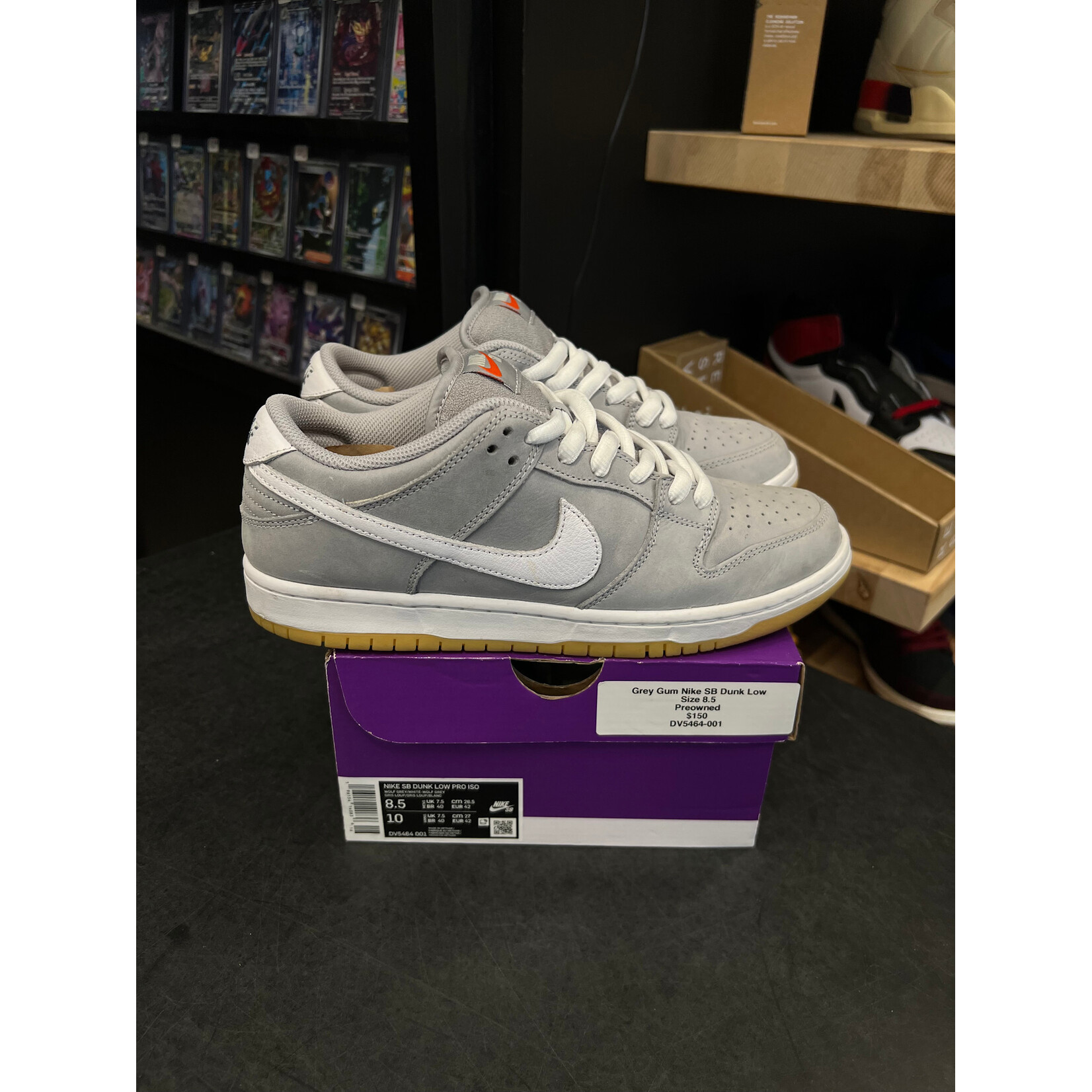 Nike Nike SB Dunk Low Pro ISO Orange Label Wolf Grey Gum Size 8.5, PREOWNED