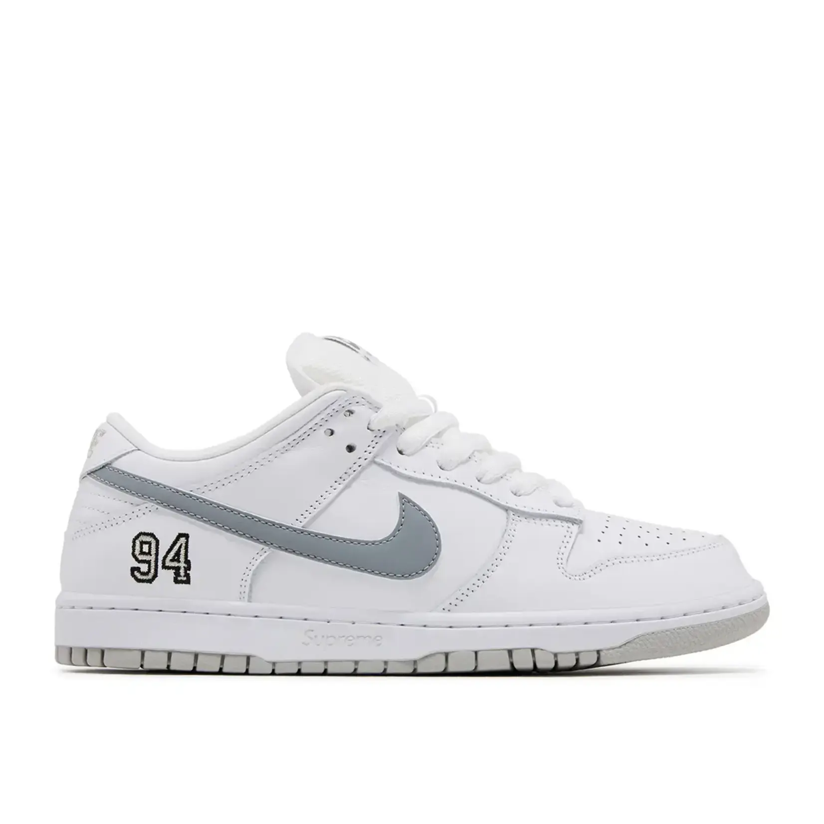 Nike Nike SB Dunk Low Supreme 94 White Metallic Silver Size 12, DS BRAND NEW