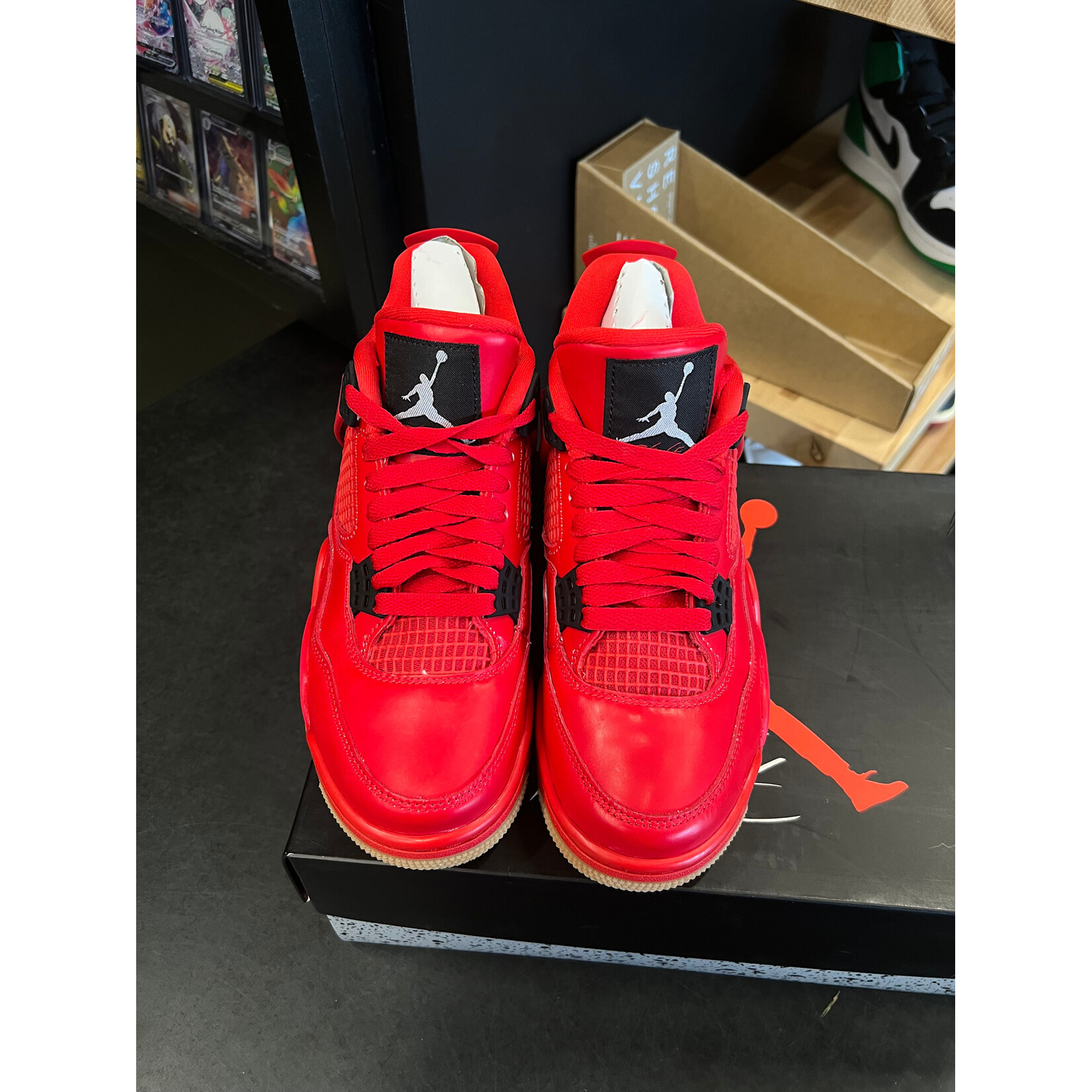 Jordan Jordan 4 Retro Fire Red Singles Day (2018) (Women's) Size 6W, PREOWNED PADS TOE BOX CREASED