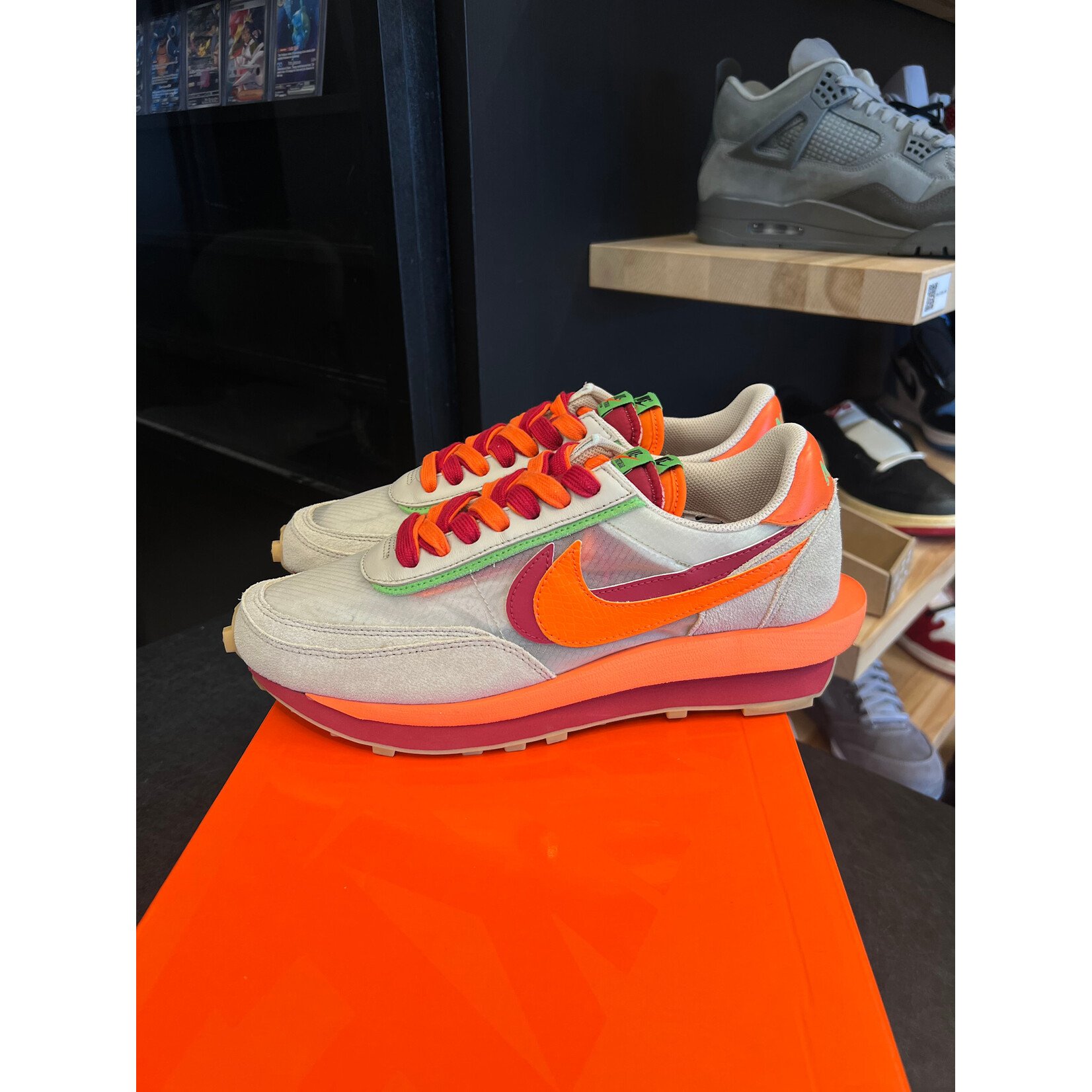 Nike Nike LD Waffle sacai CLOT Kiss of Death Net Orange Blaze Size 10, PREOWNED