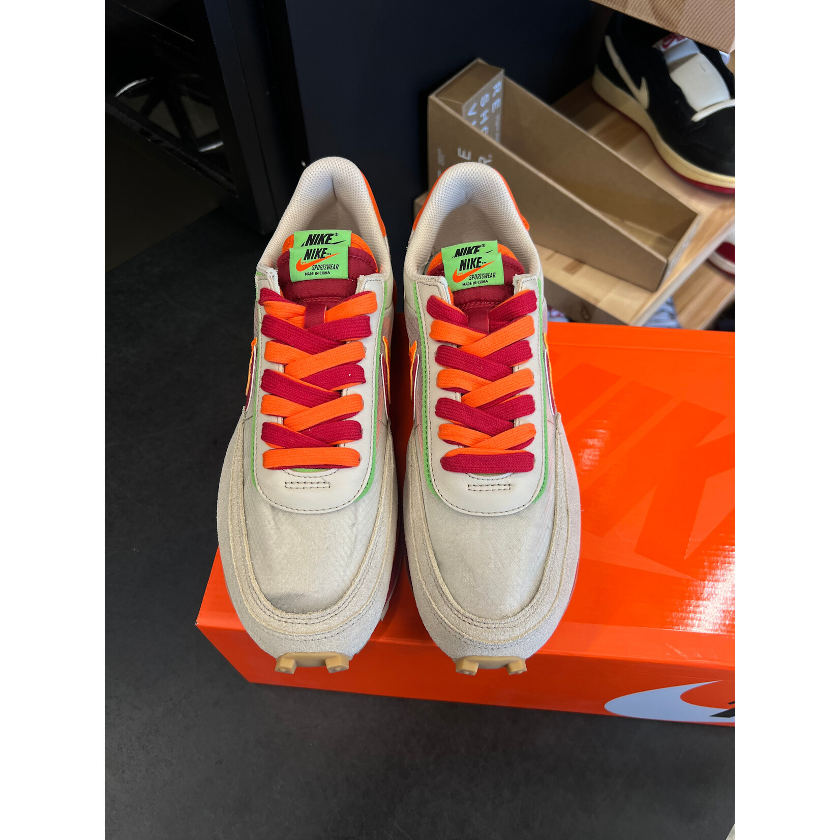 Nike Nike LD Waffle sacai CLOT Kiss of Death Net Orange Blaze Size 10, PREOWNED