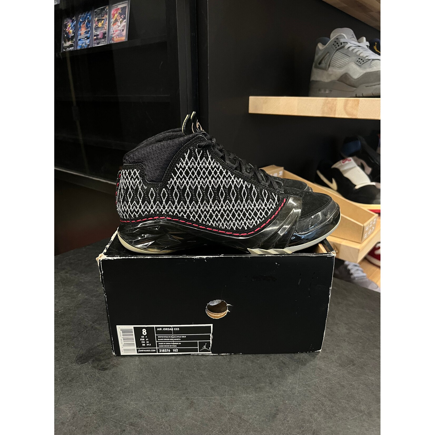 Jordan Jordan 23 Black Stealth Size 8.5, PREOWNED REP BOX (WHITE STEALTH STYLE CODE BOX)