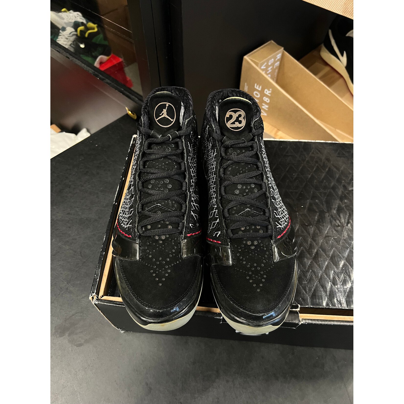 Jordan Jordan 23 Black Stealth Size 8.5, PREOWNED REP BOX (WHITE STEALTH STYLE CODE BOX)