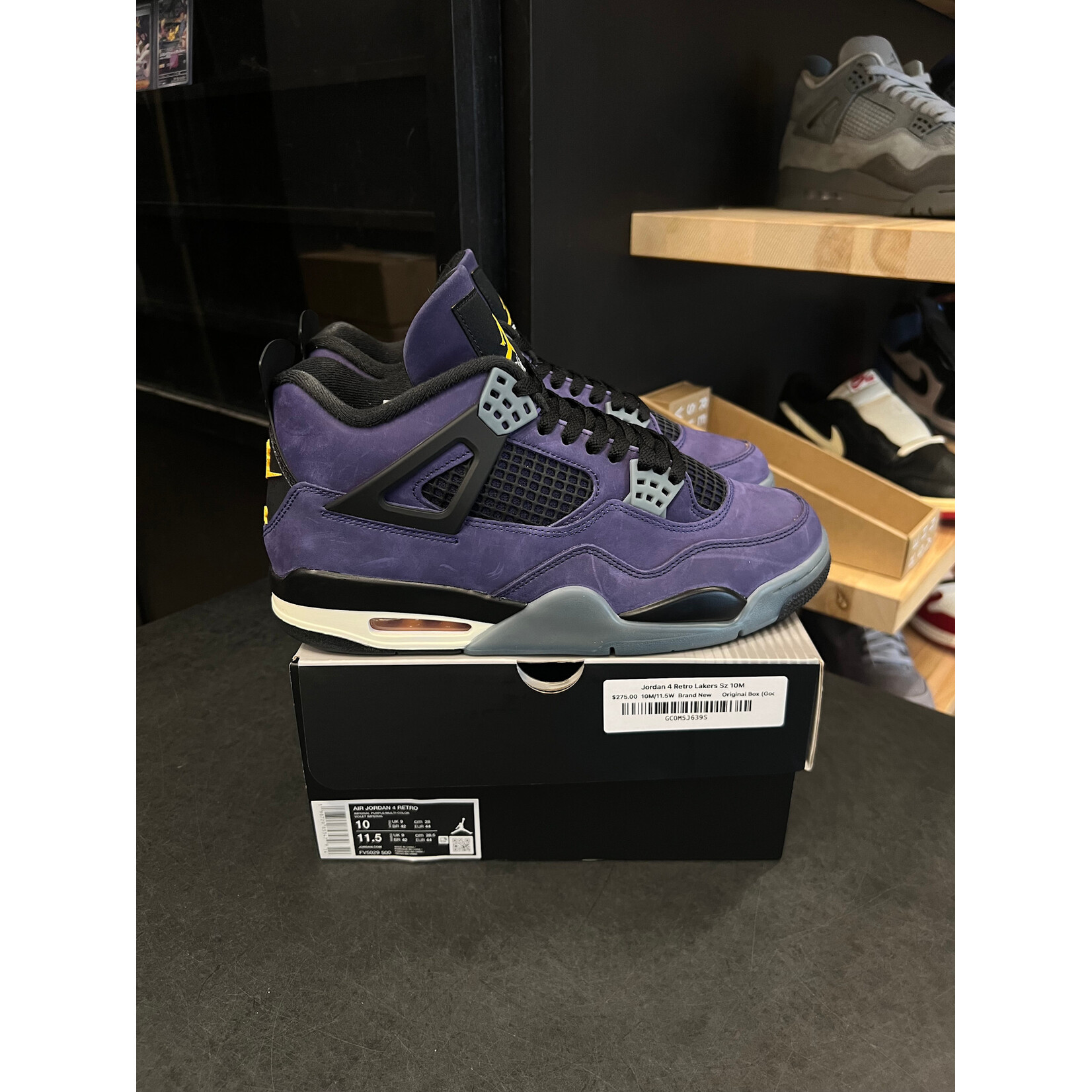 Jordan Jordan 4 Retro Lakers Size 10, PREOWNED