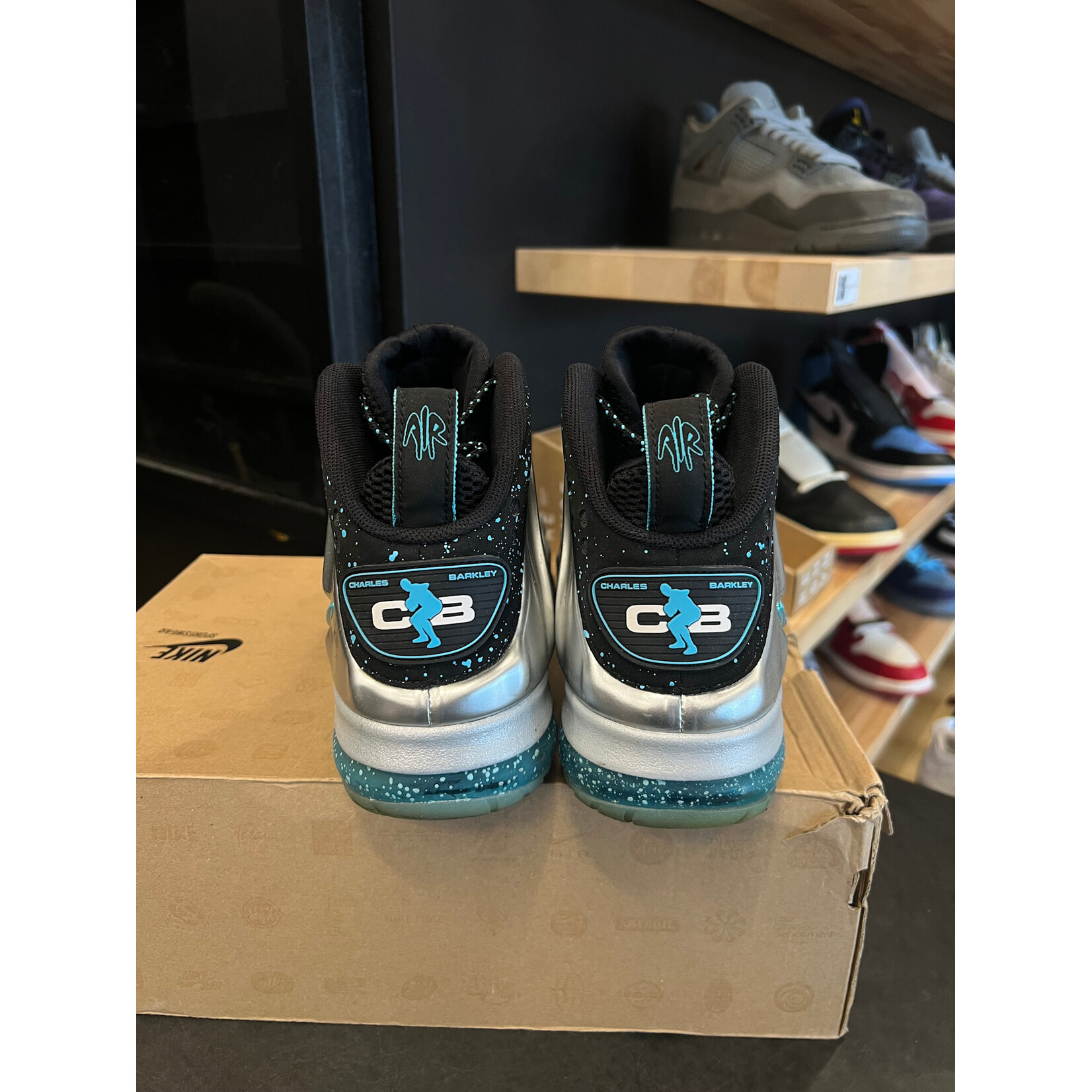 Nike Nike Barkley Posite Max Metallic Silver Gamma Blue Size 8, PREOWNED
