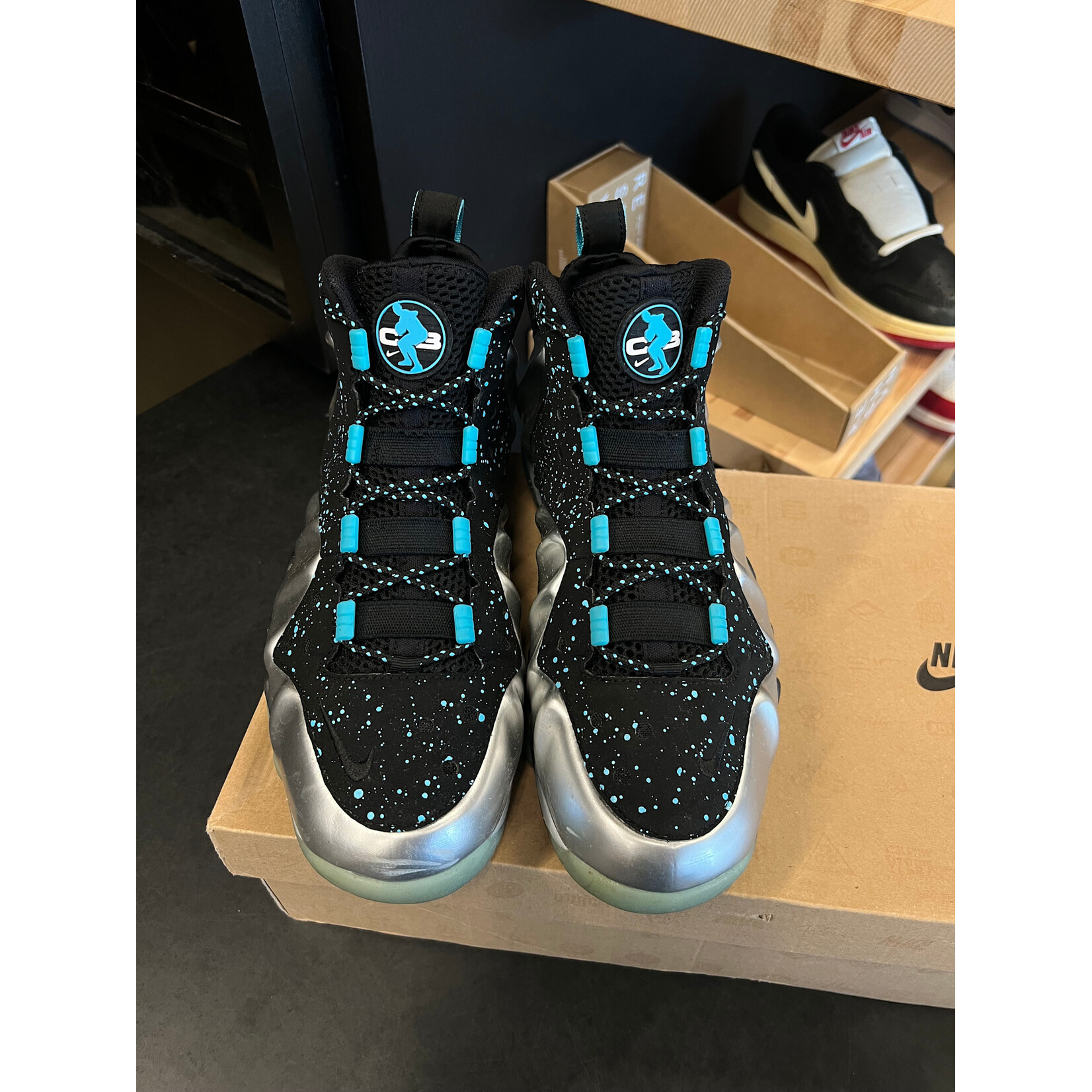 Nike Nike Barkley Posite Max Metallic Silver Gamma Blue Size 8, PREOWNED