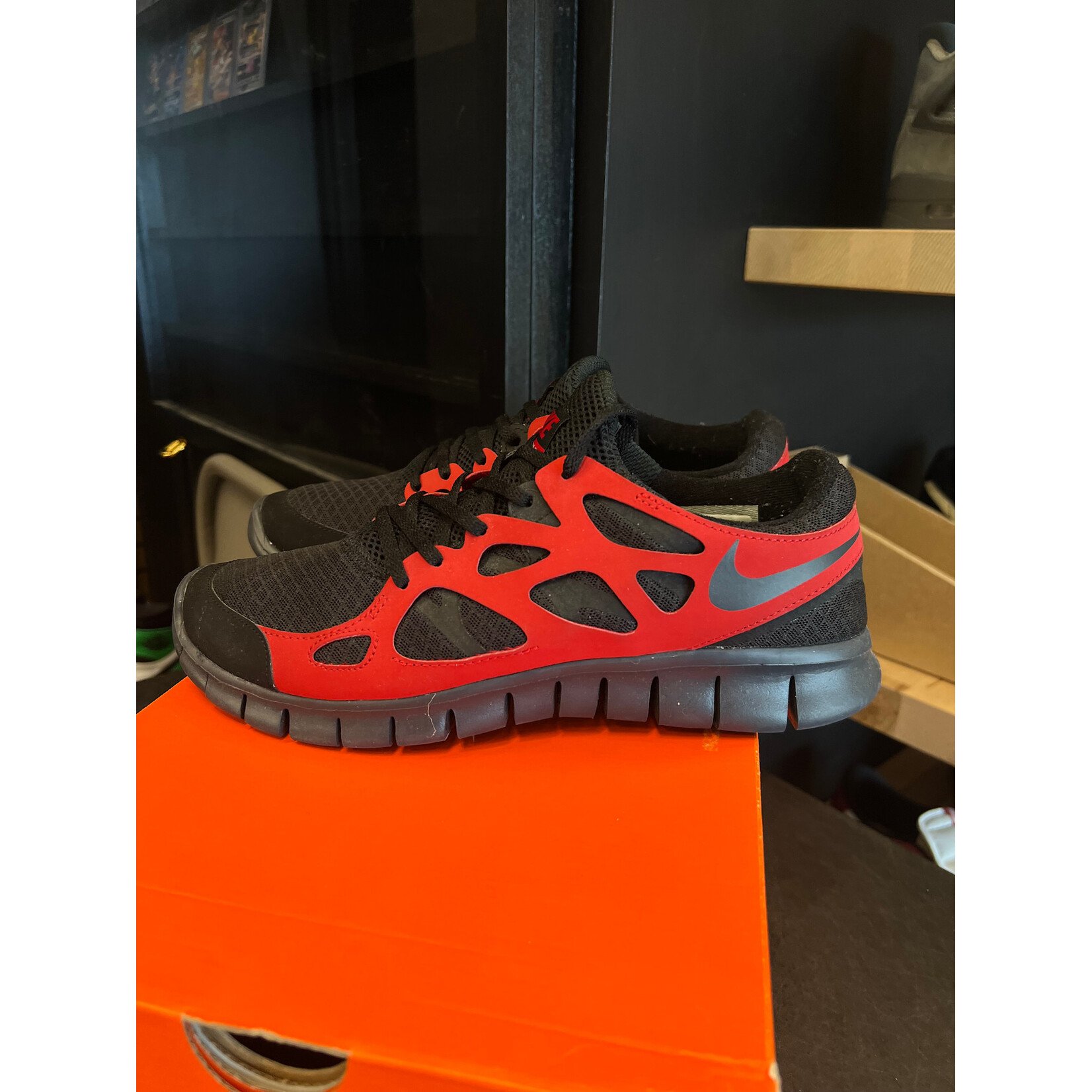 Nike Nike Free Run+ 2 – Black – Anthracite – Varsity Red Size 9.5, PREOWNED