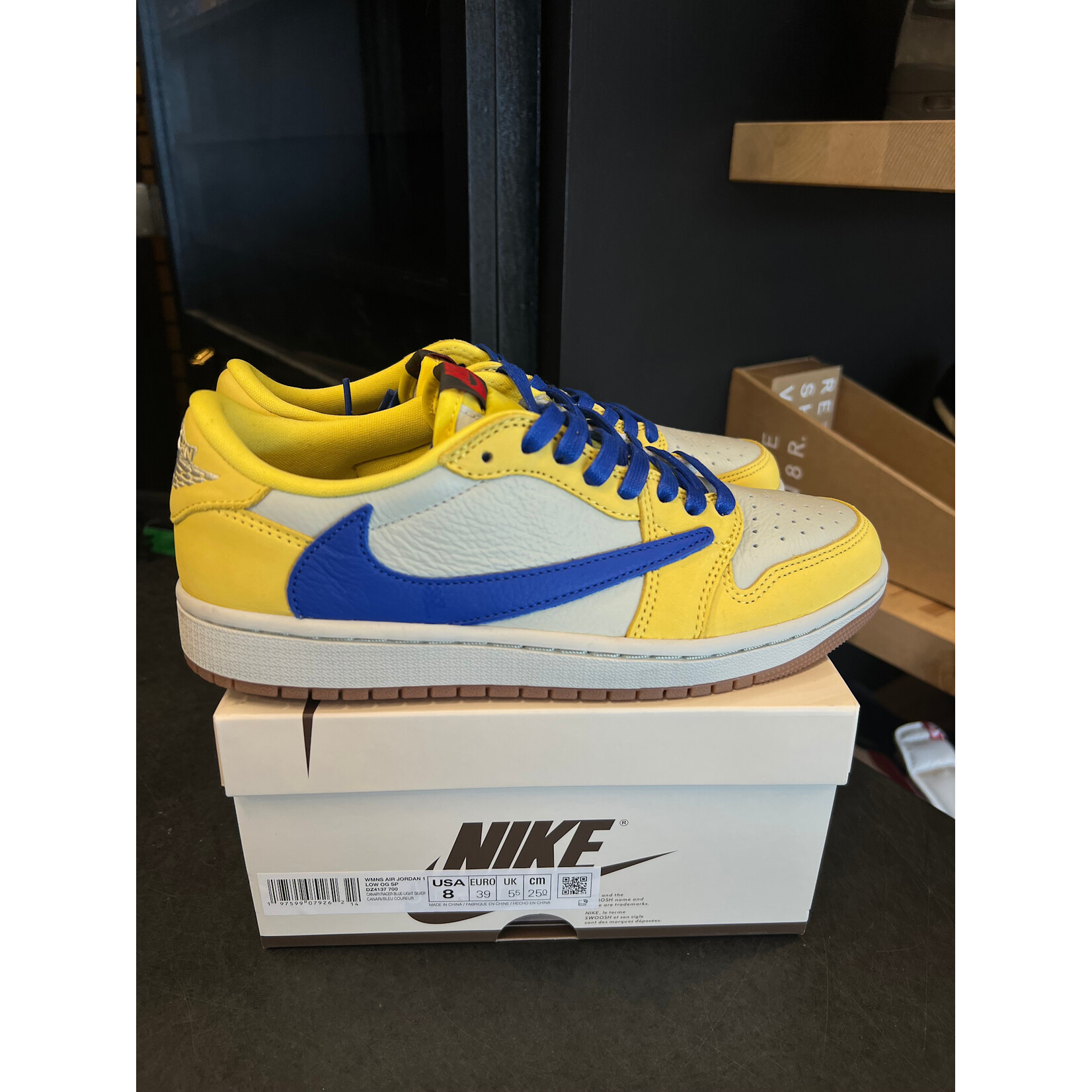 Nike Jordan 1 Retro Low OG SP Travis Scott Canary (Women's) Size 8W, PREOWNED