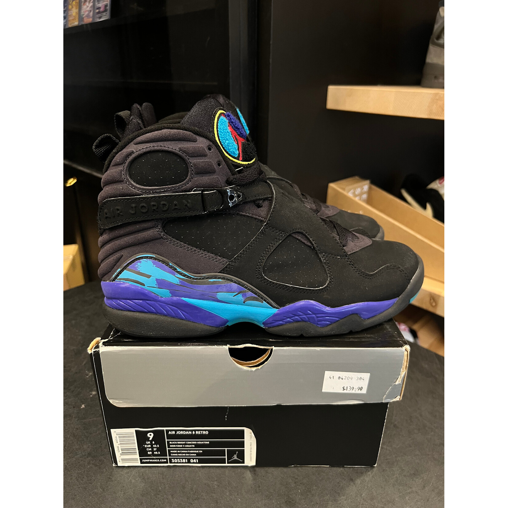 Jordan Jordan 8 Retro Aqua (2007) Size 9, PREOWNED
