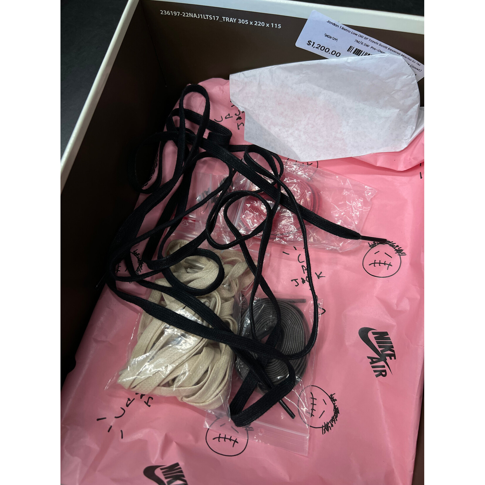 Jordan Jordan 1 Retro Low OG SP Travis Scott Reverse Mocha Size 7, PREOWNED