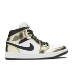 Jordan Jordan 1 Mid Metallic Gold Black White Size 8.5, DS BRAND NEW NO BOX