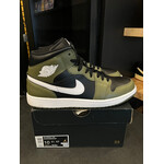 Jordan Jordan 1 Mid Black White Olive Size 10, PREOWNED
