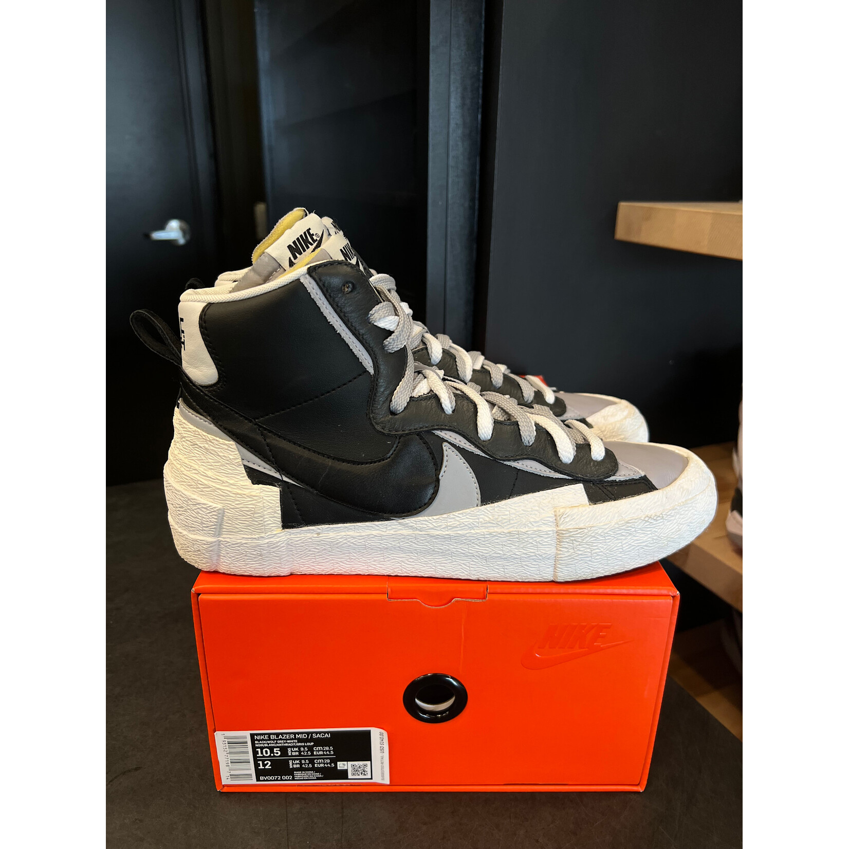 Nike Nike Blazer Mid sacai Black Grey Size 10.5, PREOWNED