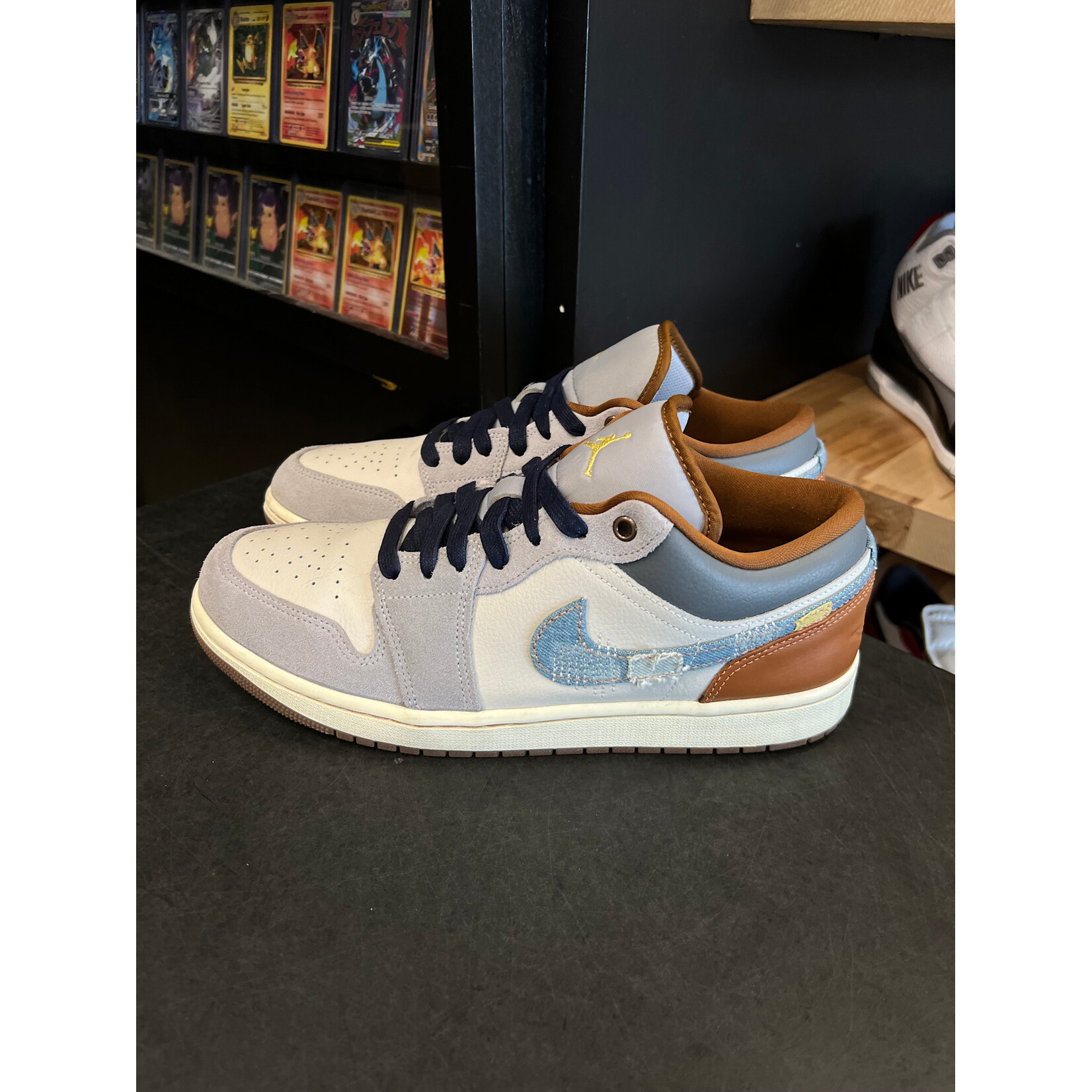 Jordan Jordan 1 Low SE Phantom Repaired Denim Swoosh Size 10.5, PREOWNED NO BOX