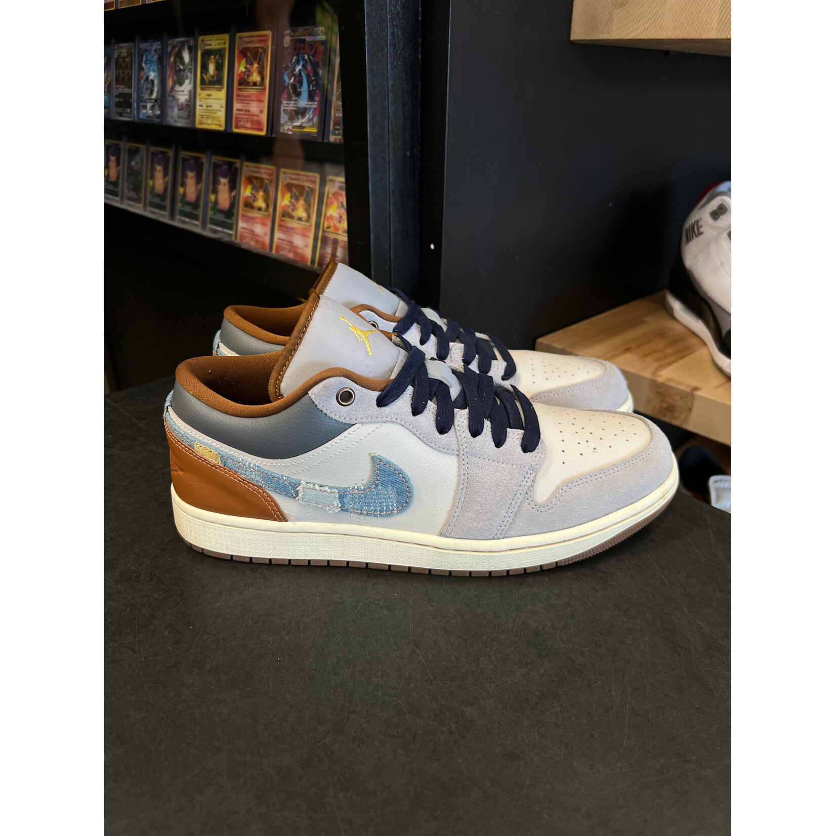 Jordan Jordan 1 Low SE Phantom Repaired Denim Swoosh Size 10.5, PREOWNED NO BOX
