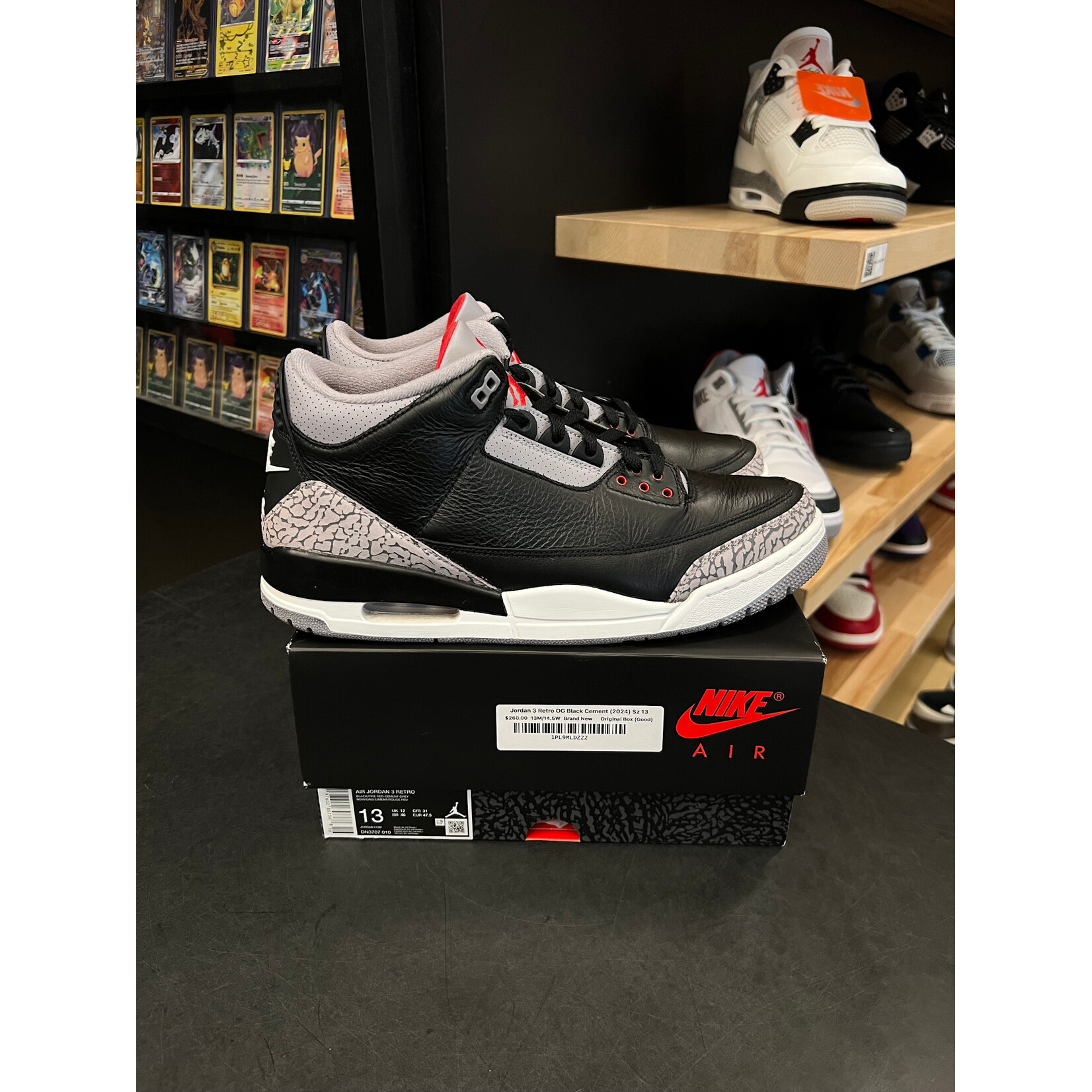 Jordan Jordan 3 Retro OG Black Cement (2024) Size 13, PREOWNED