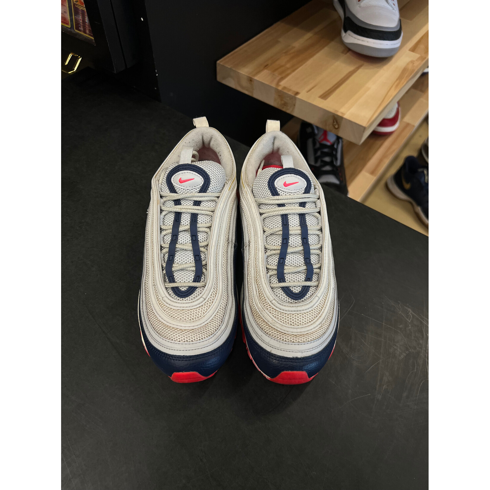 Nike Nike Air Max 97 Midnight Navy Racer Pink Laser Orange (Women's) Size 9W, PREOWNED