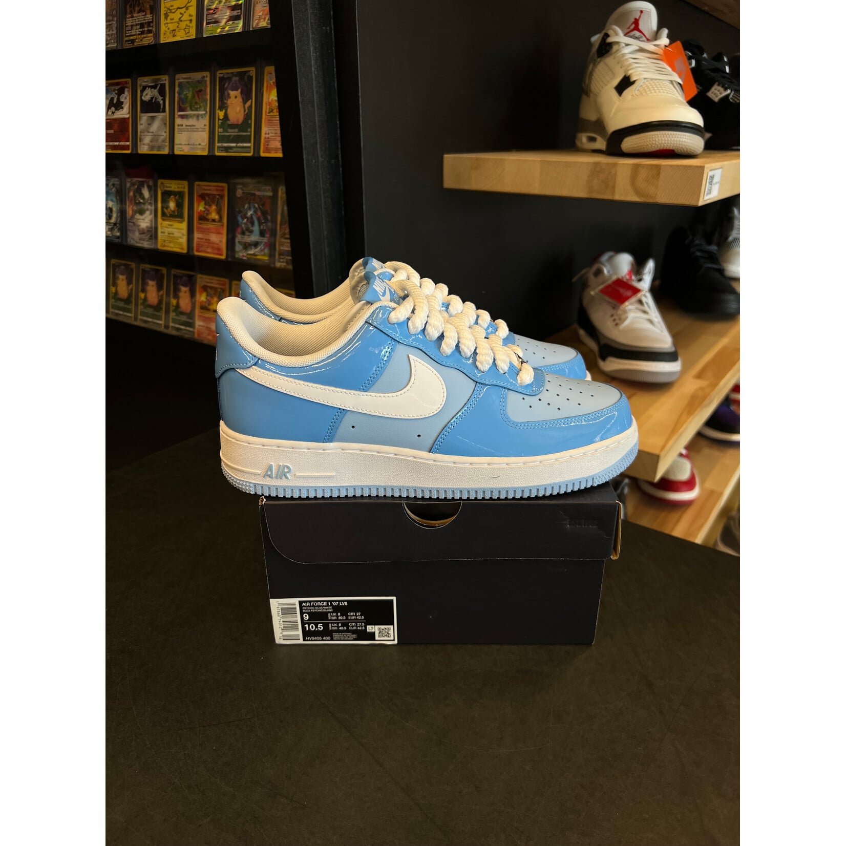 Nike Nike Air Force 1 Low '07 LV8 Phychic Blue White Patent Size 9, PREOWNED